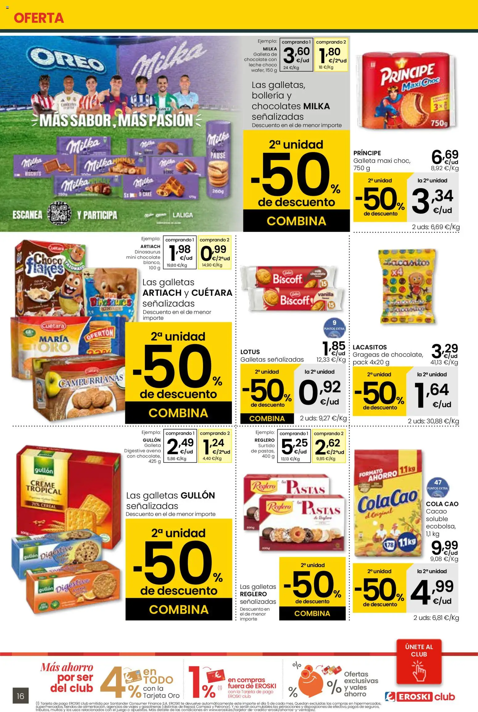 Eroski - Center │ válido desde el 29.01.2026 | Página: 16 | Productos: Leche, Chocolate, Té, Φρυγανιές σικάλεως