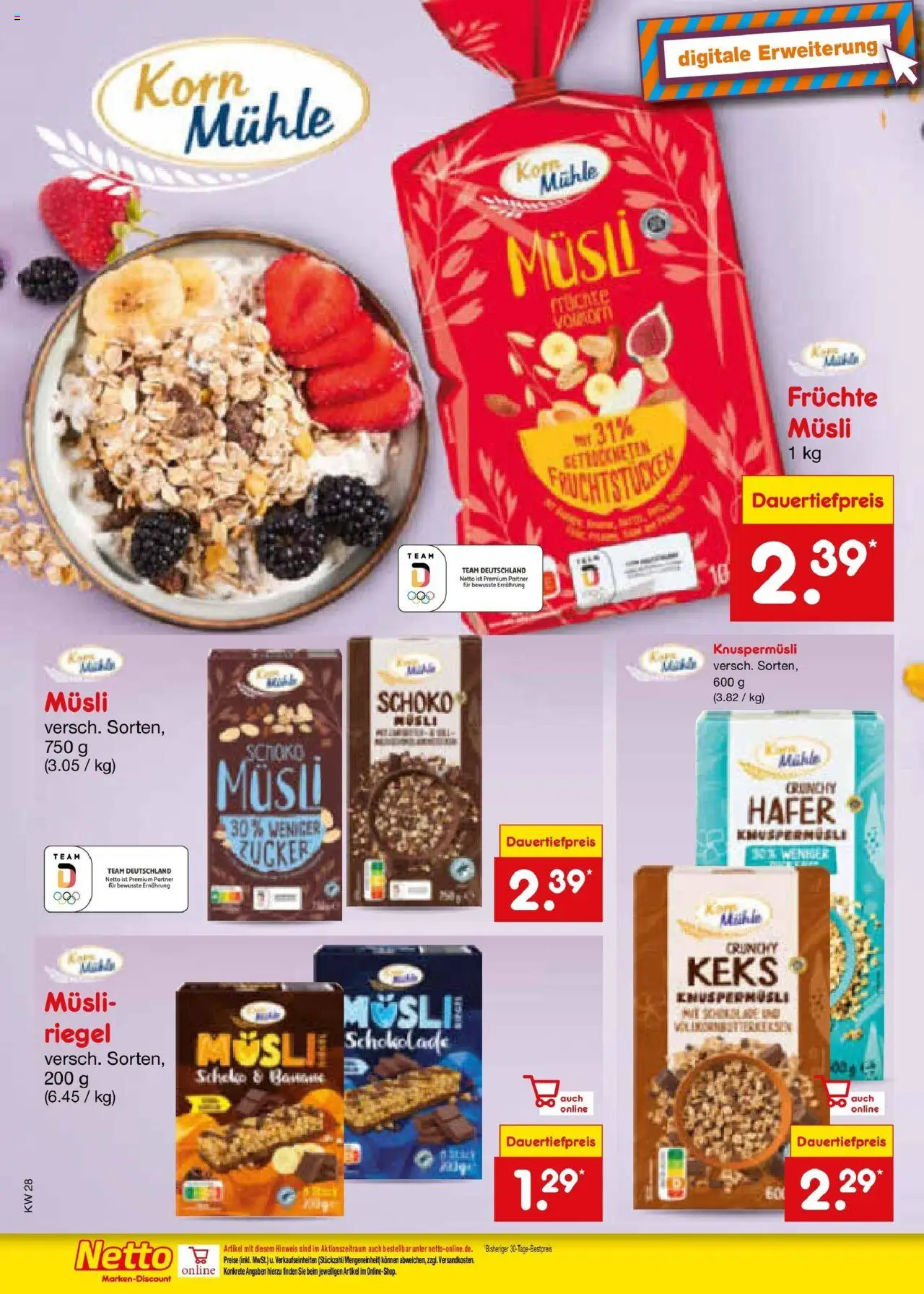 Netto Marken-Discount prospekt Lahnau	 - gültig ab dem 07.07.2025 | Seite: 28 | Produkte: Musli, Mühle, Schokolade, Zucker
