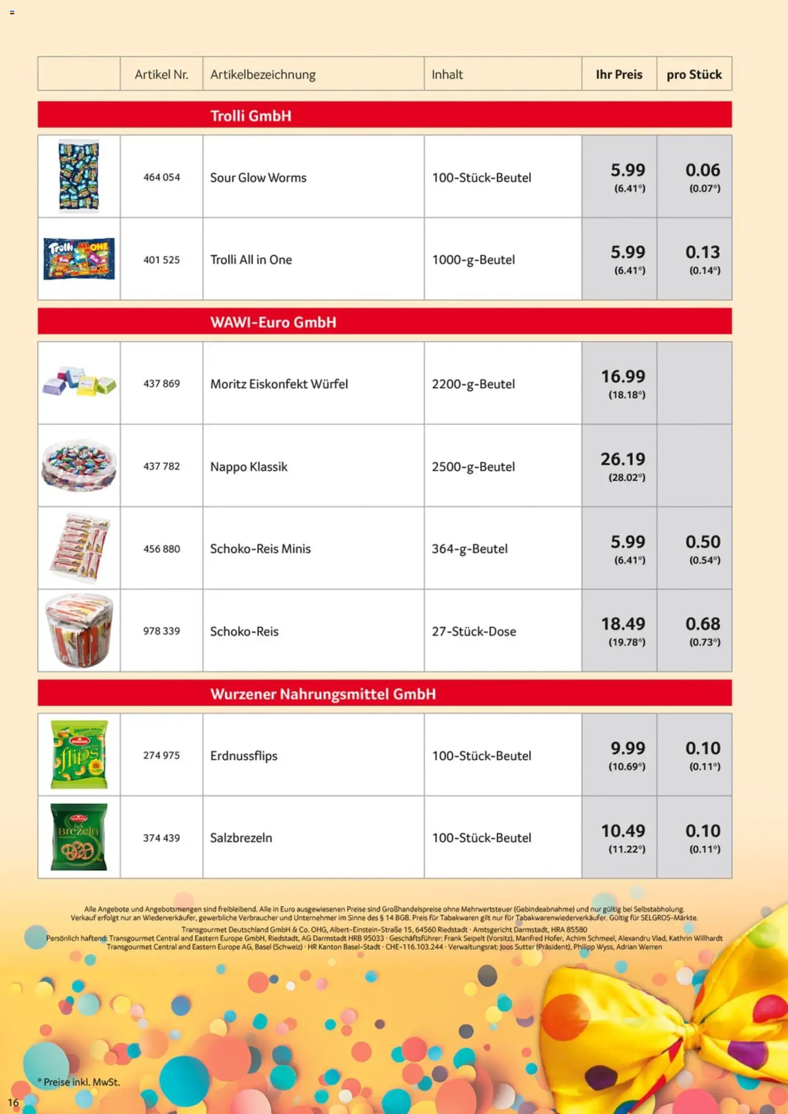 Selgros Karnevalssortiment – gültig ab 01.11.2025 | Seite: 16