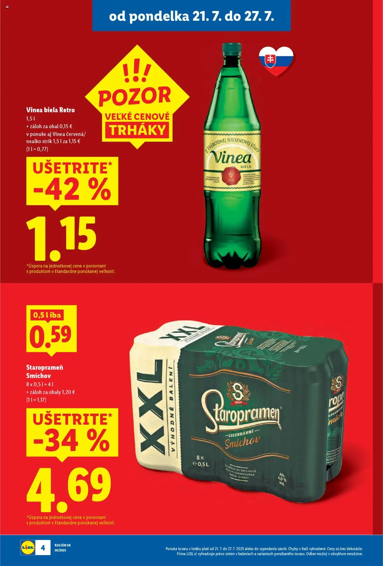 Lidl leták │ platný od 21.07.2025 | Strana: 8 | Produkty: Staropramen, Vinea