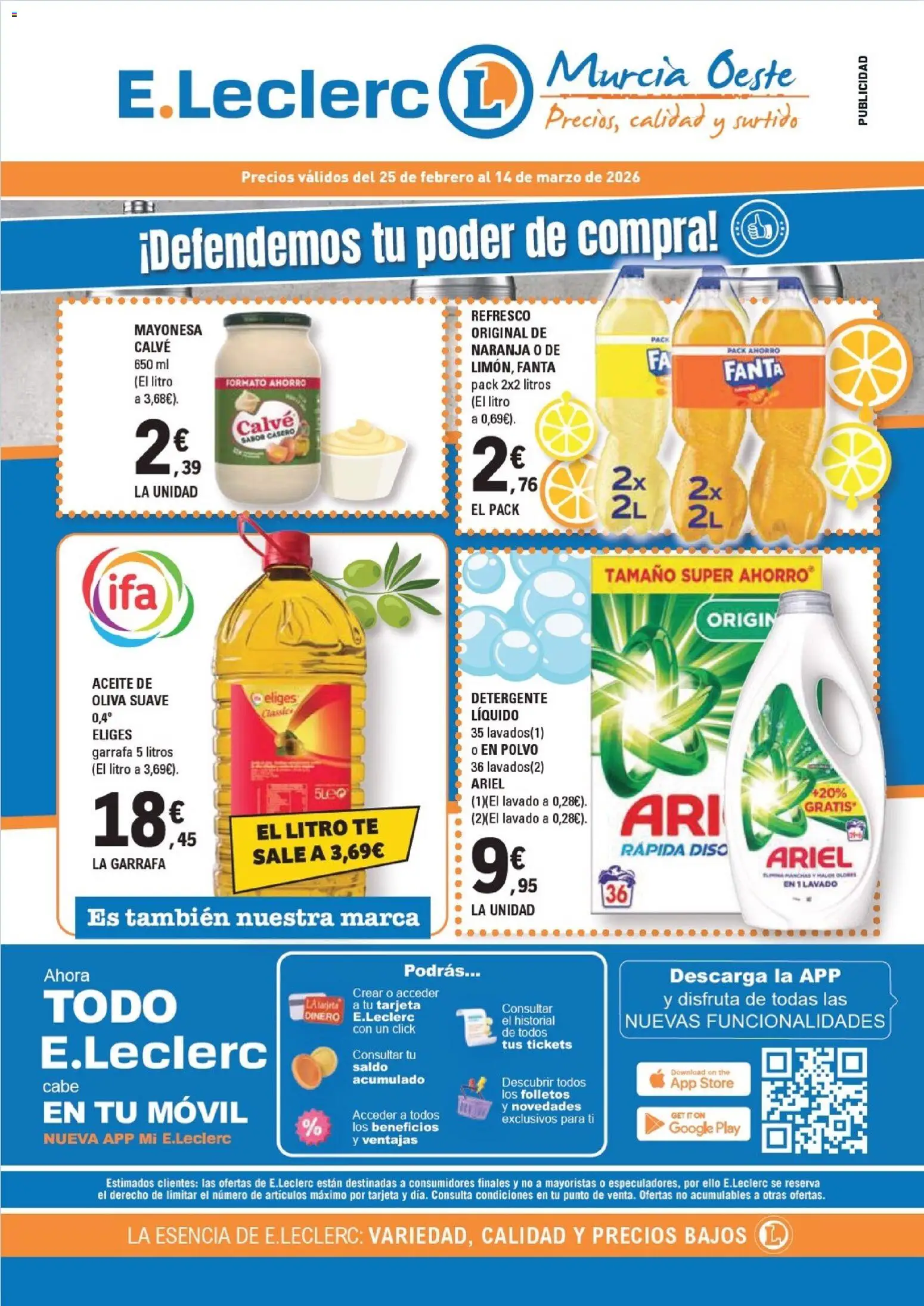 E.Leclerc - Murcia Oeste │ válido desde el 25.02.2026 | Página: 1 | Productos: Polvo, Té, Aceite de oliva, Οθόνη προβολής