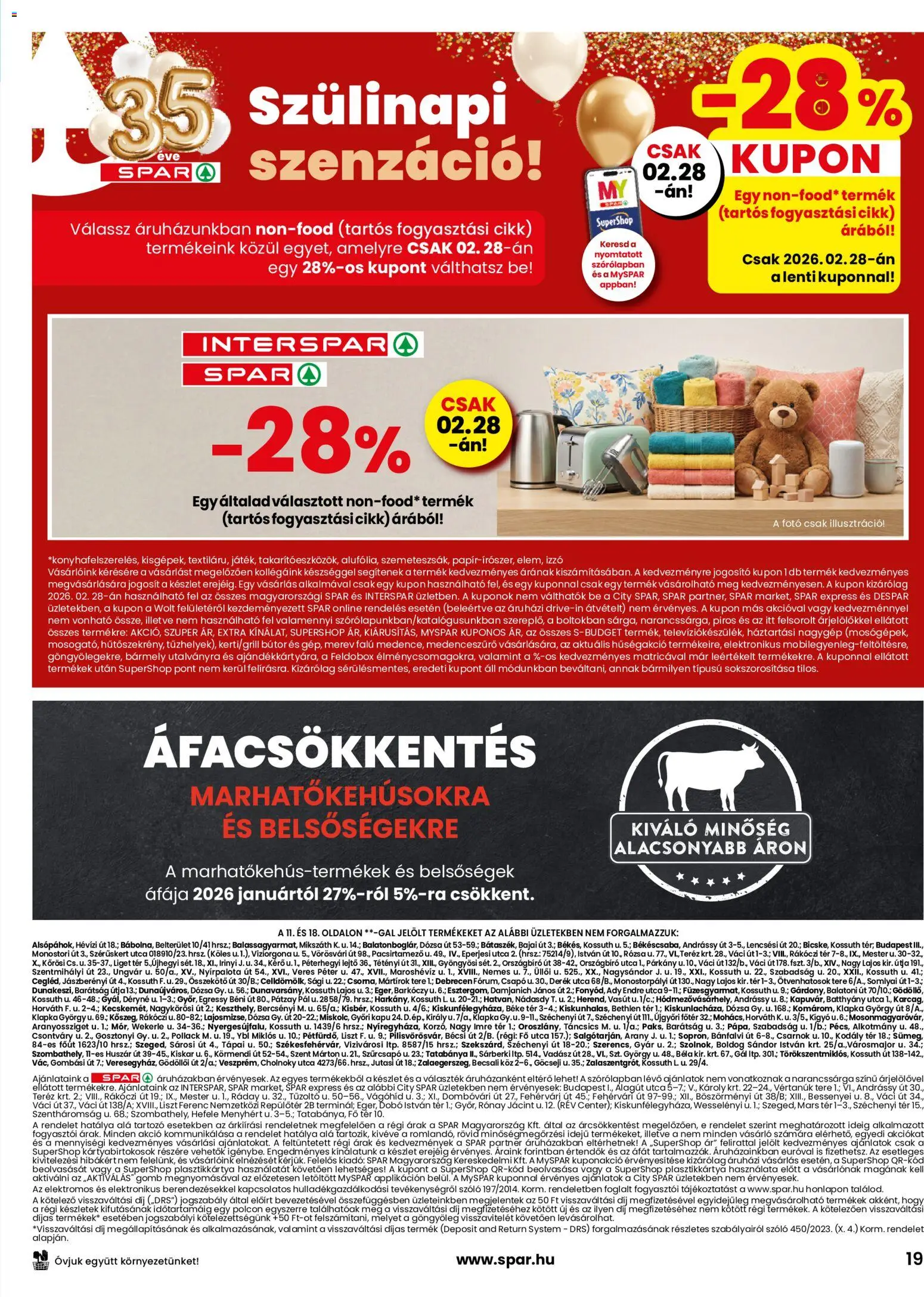Spar akciós ujság - amely érvényes a következő dátumtól: 26.02.2026 | Oldal: 19 | Termékek: Szőlő, Bútor, Izzó, Kapu