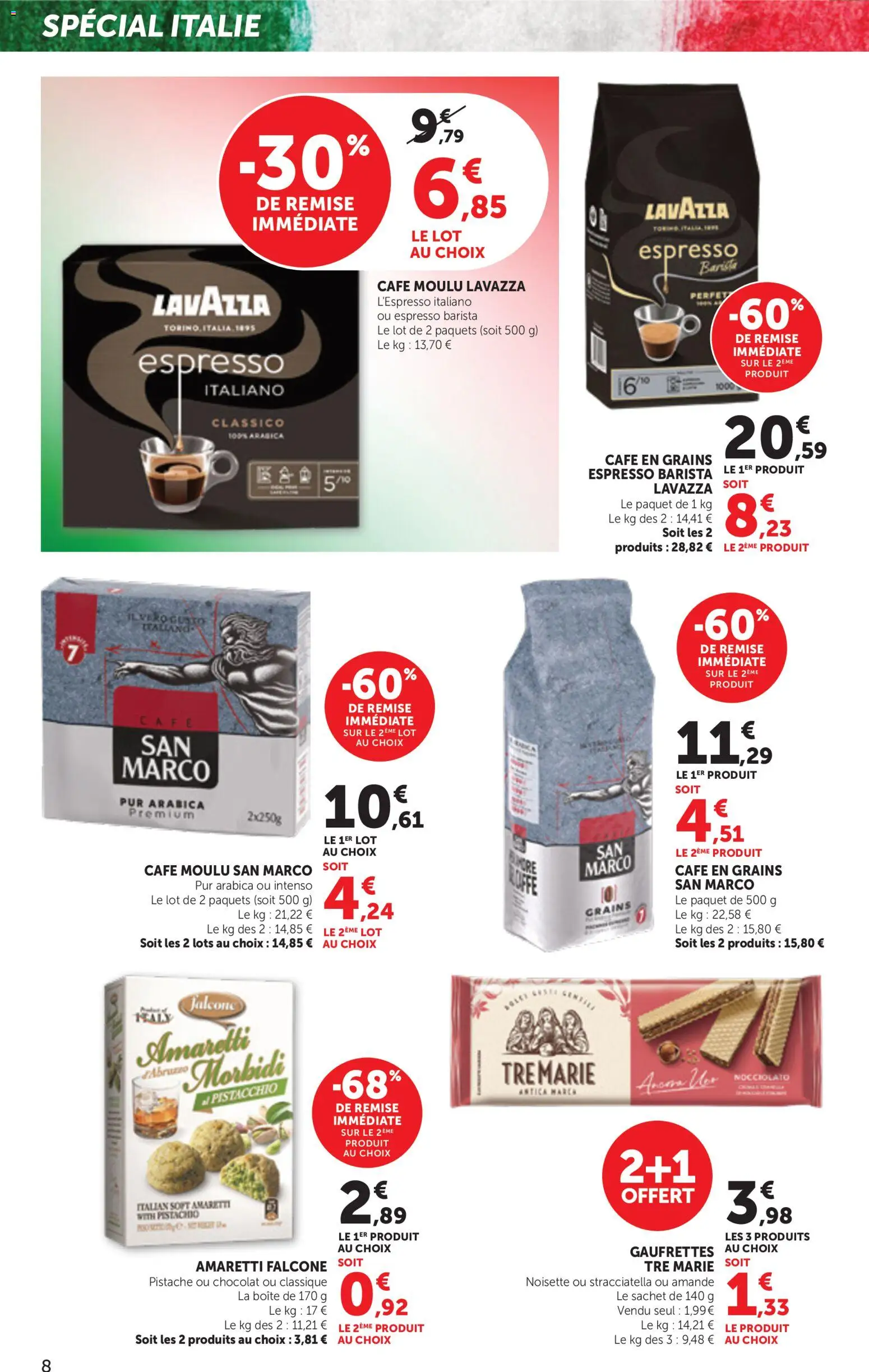 {H1} | Page: 8 | Produits: Amande, Noisette, Café en grains, Chocolat