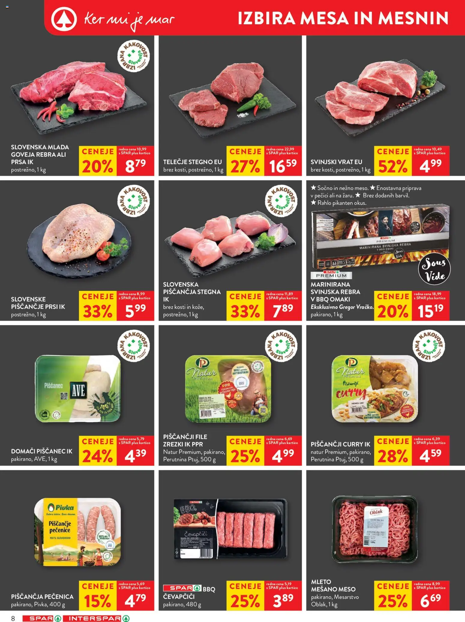 Novi Spar katalog ponudbe – veljaven od 11.03.2026 | Stran: 10 | Izdelki: Čevapčiči, Zrezki