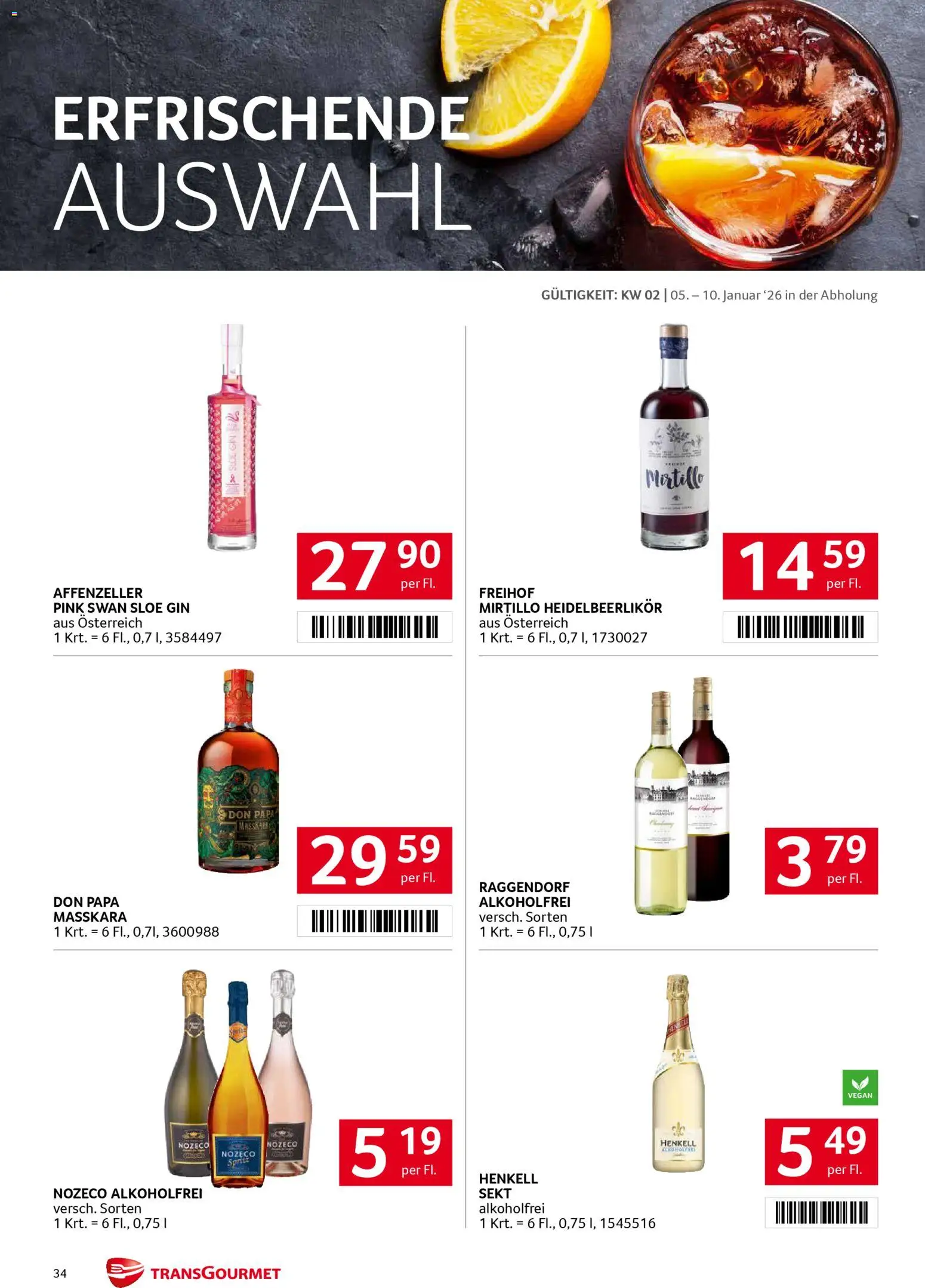 Transgourmet Flugblatt gültig ab 05.01.2026 | Seite: 33 | Produkte: Gin