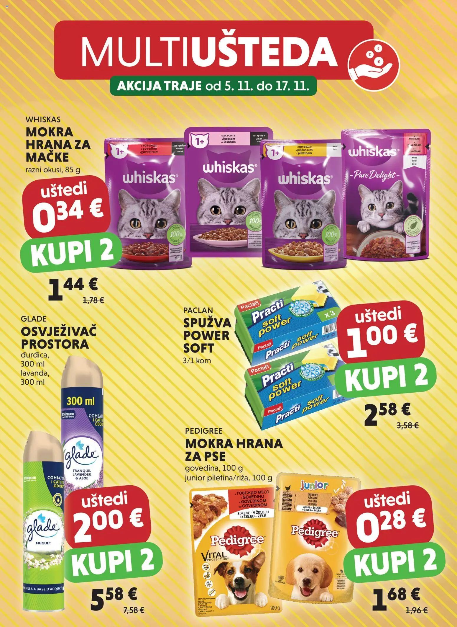 Studenac katalog | vrijedi od 05.11.2025 | Stranica: 18 | Proizvodi: Whiskas, Piletina, Hrana za pse, Umak