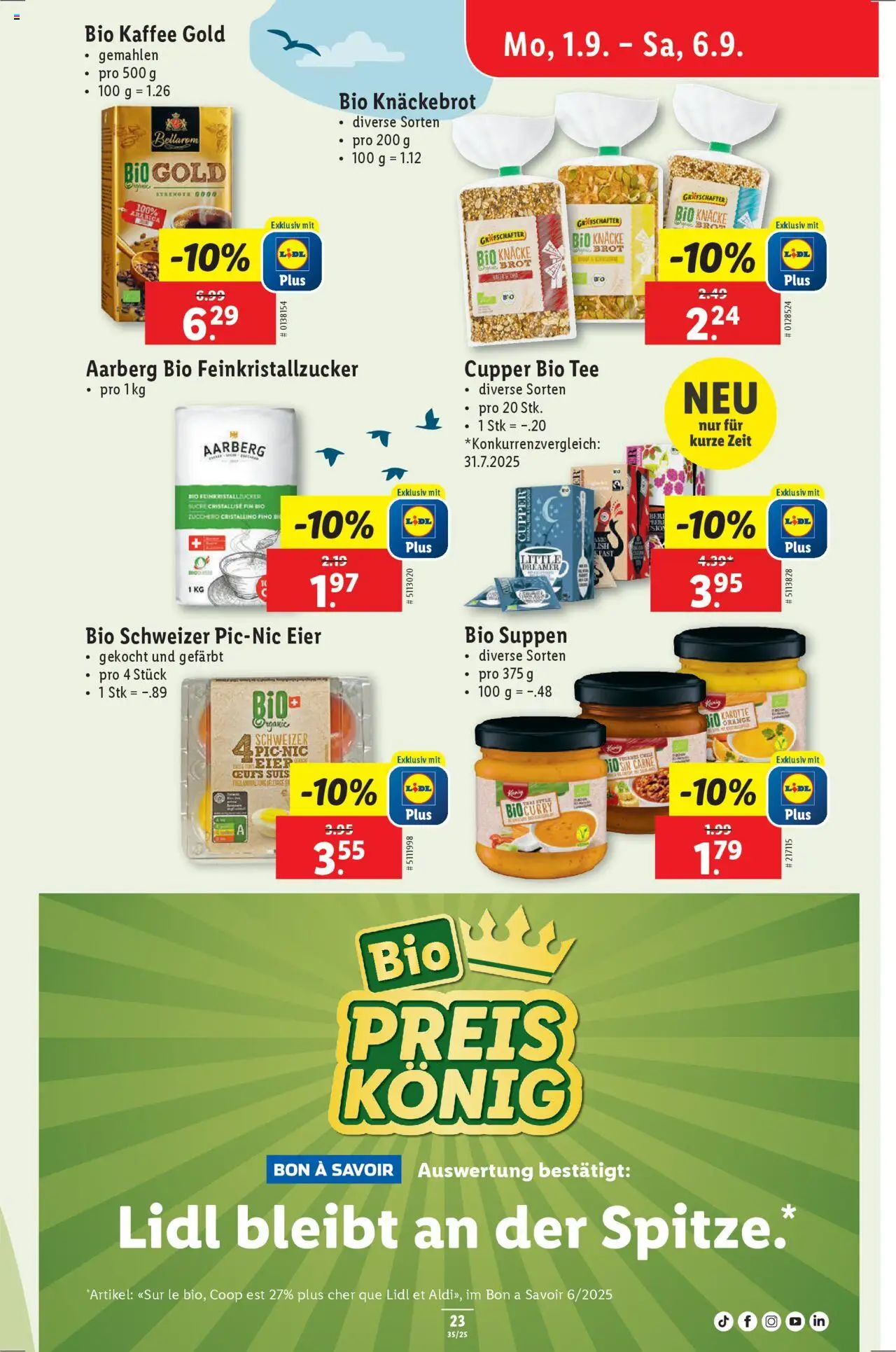 Lidl Aktionen ab 28.08.2025 | Seite: 25 | Produkte: Eier, Brot, Kaffee, Karotte