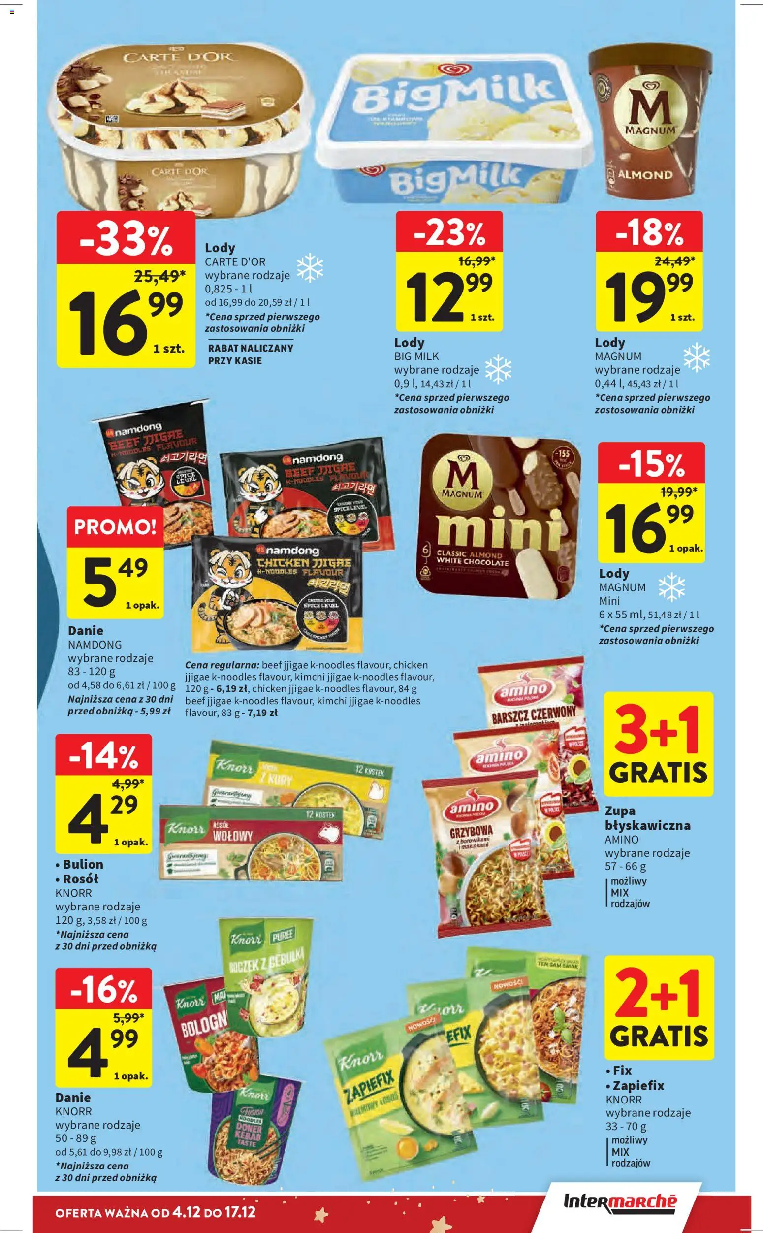 Intermarche Gazetka od 04.12.2025 | Strona: 43 | Produkty: Barszcz, Zupa, Lody Magnum, Lody