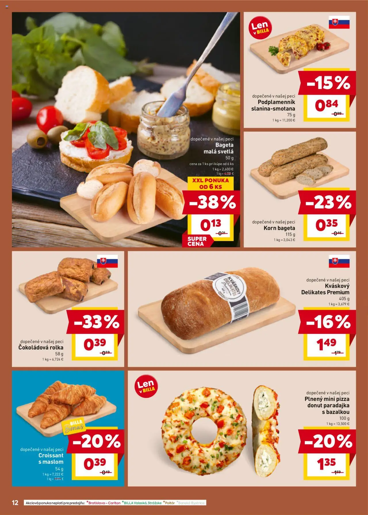 Billa leták │ platný od 30.07.2025 | Strana: 12 | Produkty: Pizza, Donut, Croissant, Svetlá