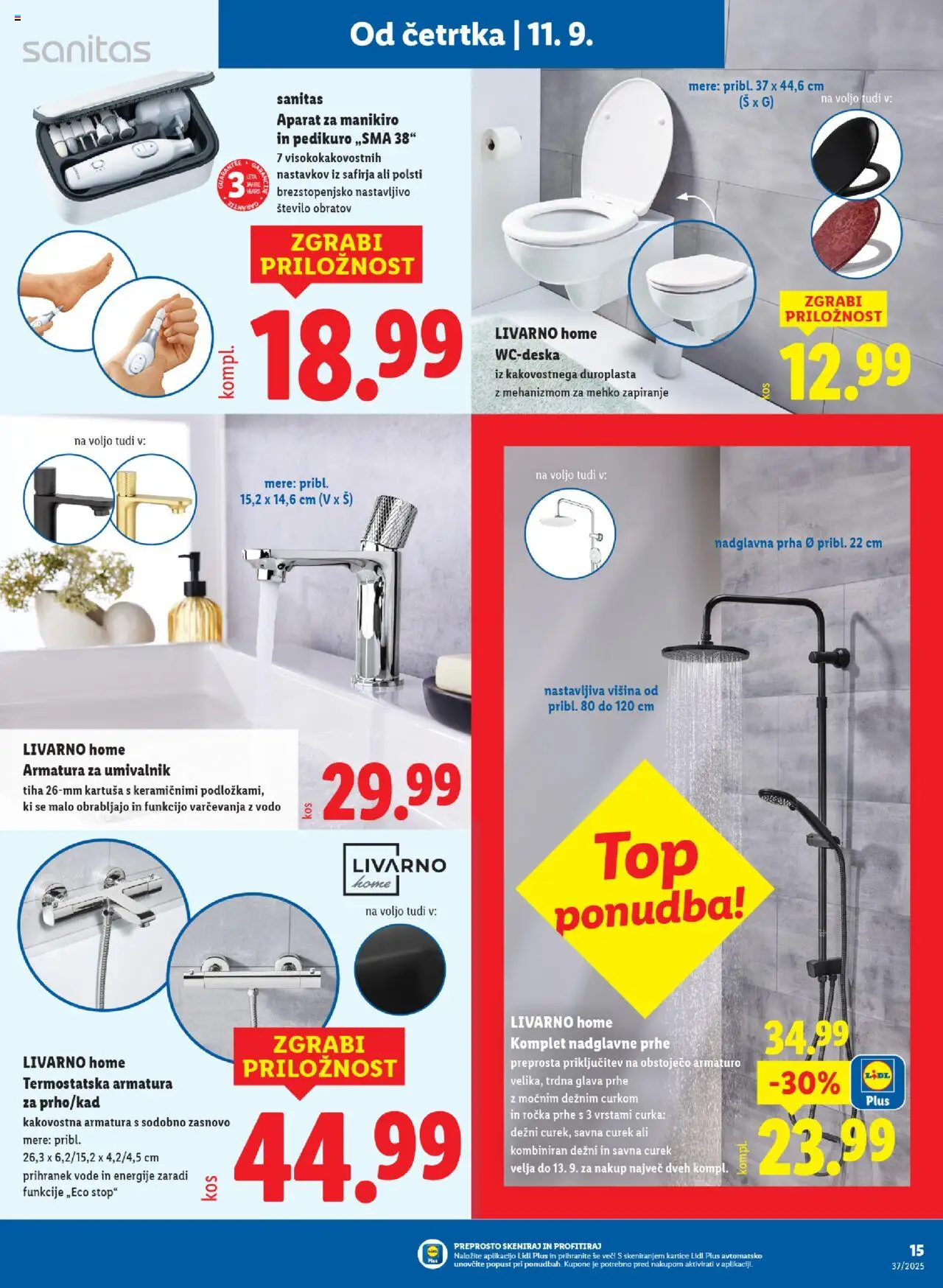 Novi Lidl katalog ponudbe – veljaven od 11.09.2025 | Stran: 21 | Izdelki: Prha, Umivalnik