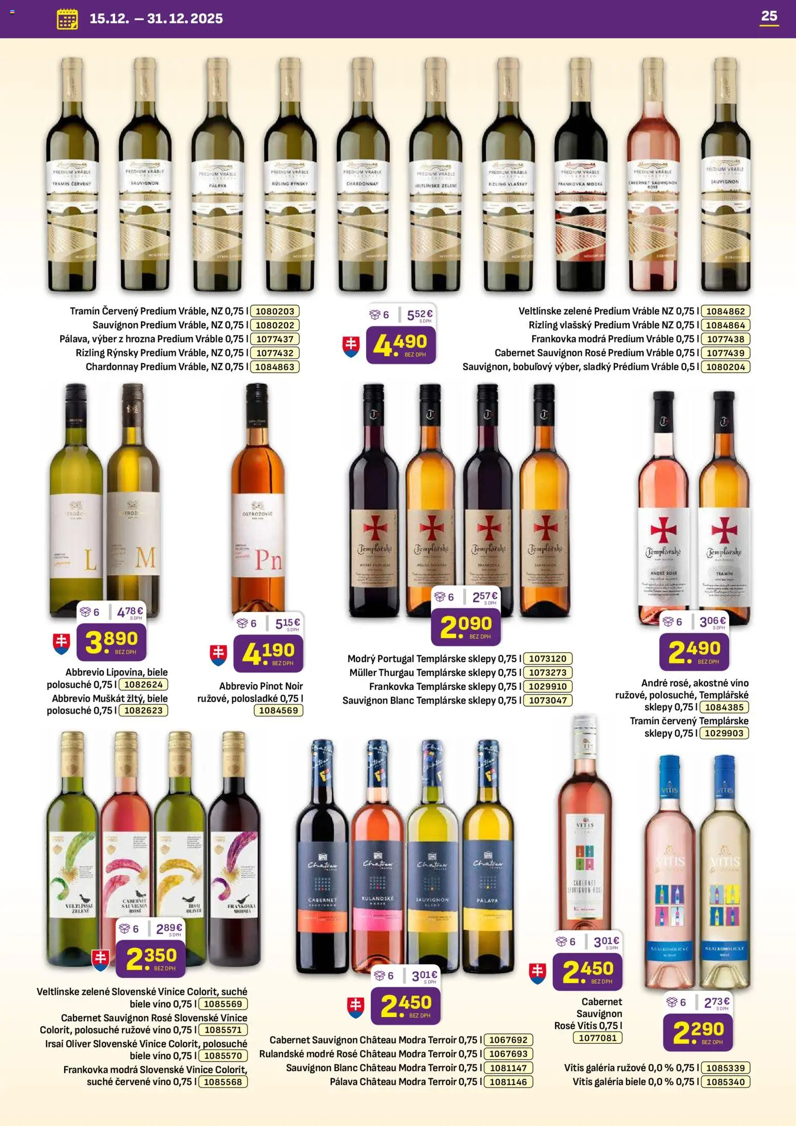 Nové Libex akcie – leták je platný od 15.12.2025 | Strana: 25 | Produkty: Biele víno, Víno, Rúžové víno, Červené víno