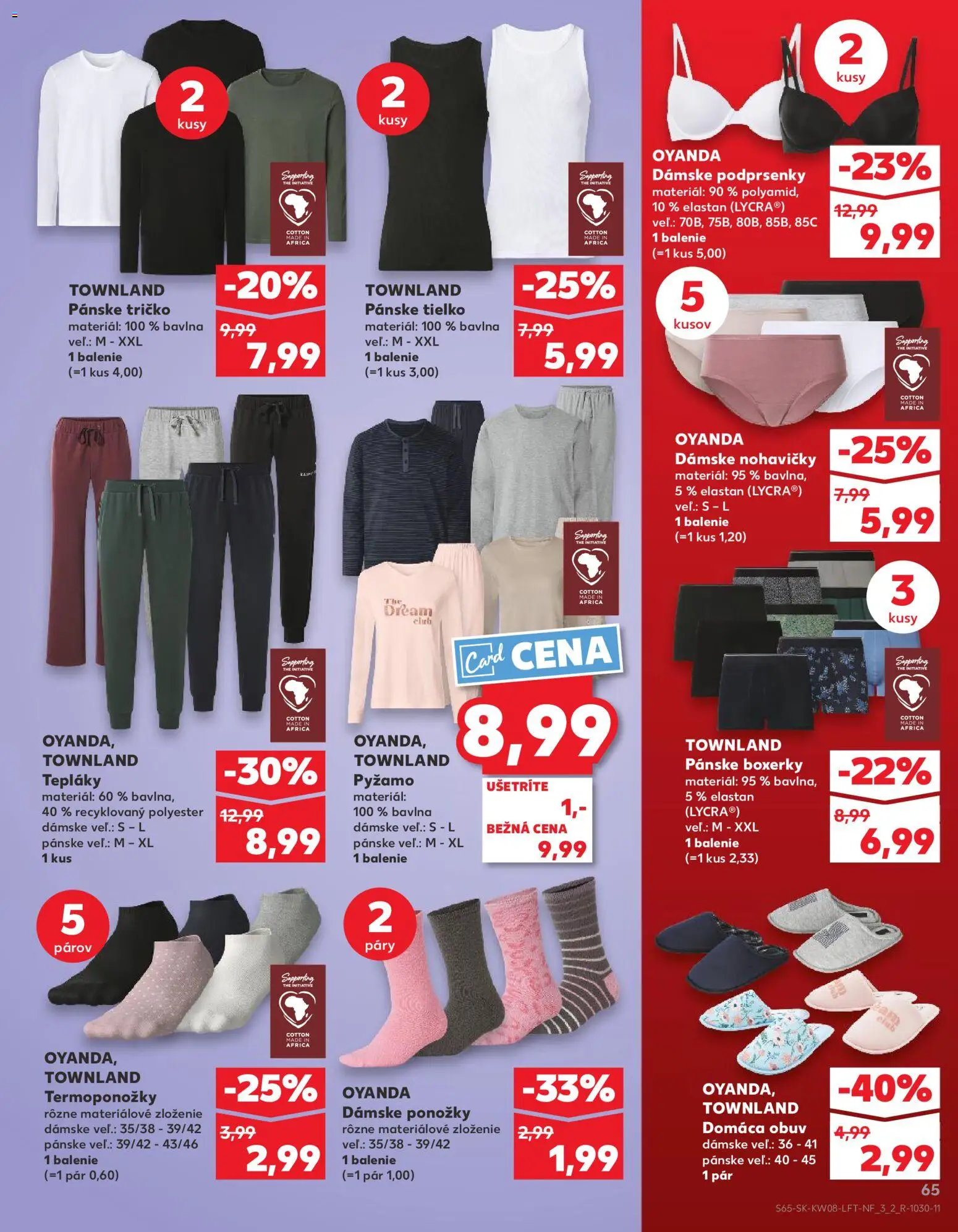Nové Kaufland akcie – leták je platný od 19.02.2026 | Strana: 65 | Produkty: Tielko, Ponožky, Pyžamo, Boxerky