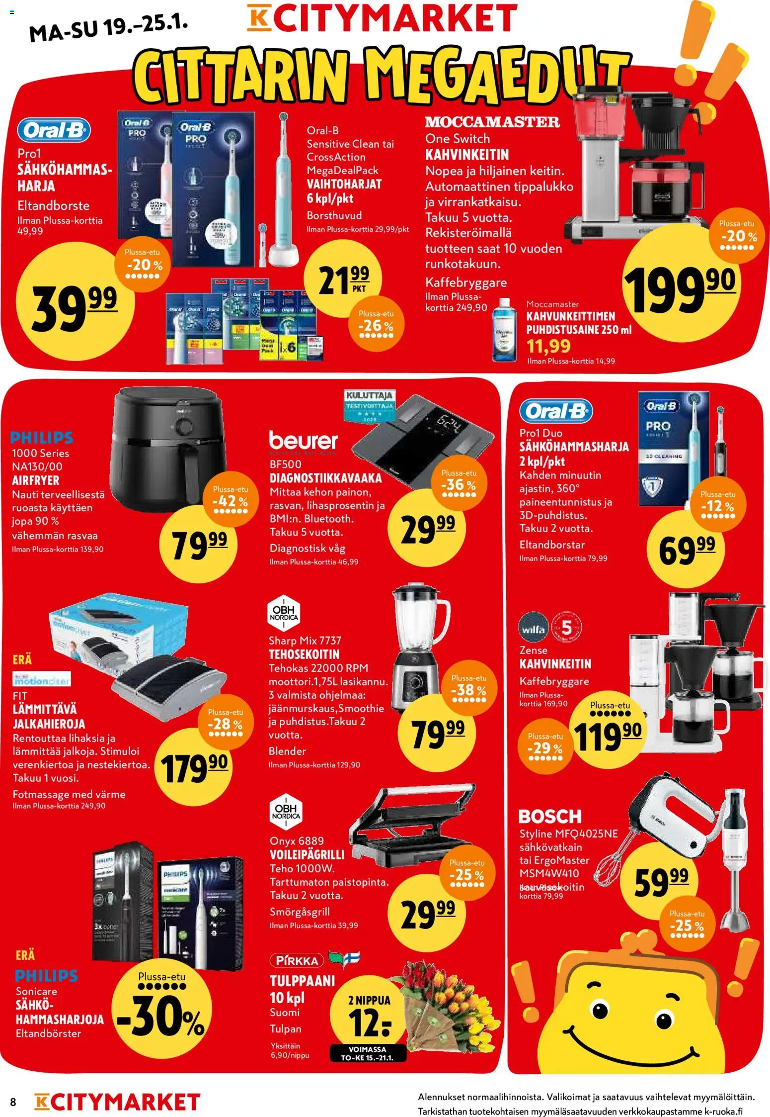 K-Citymarket tarjoukset – voimassa 19.01.2026 alkaen | Sivu: 8 | Tuotteet: Harja, Sähkövatkain, Tehosekoitin, Puhdistusaine