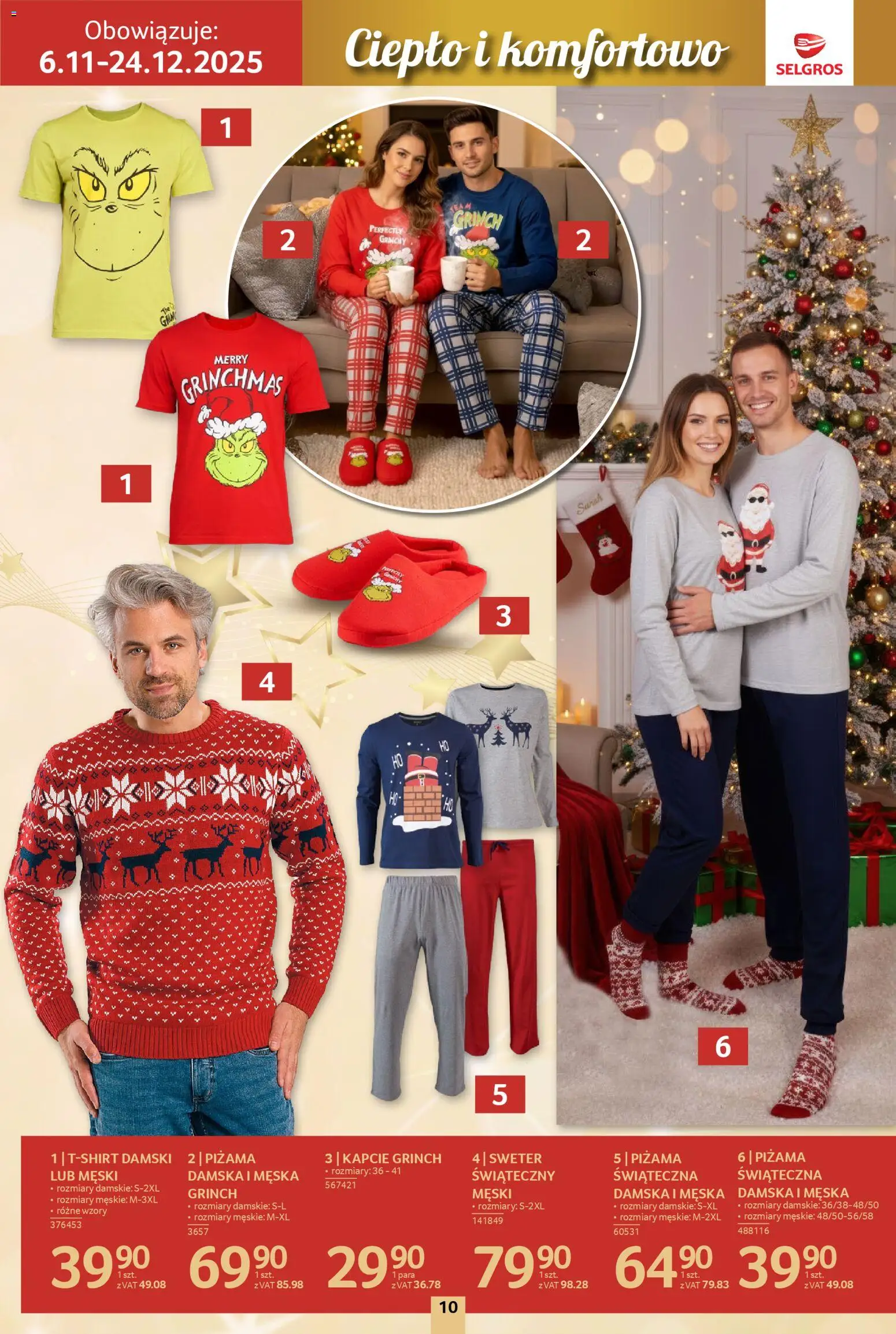 Selgros cash&carry Gazetka - Boże Narodzenie od 06.11.2025 | Strona: 10 | Produkty: Sweter, Piżama, Kapcie