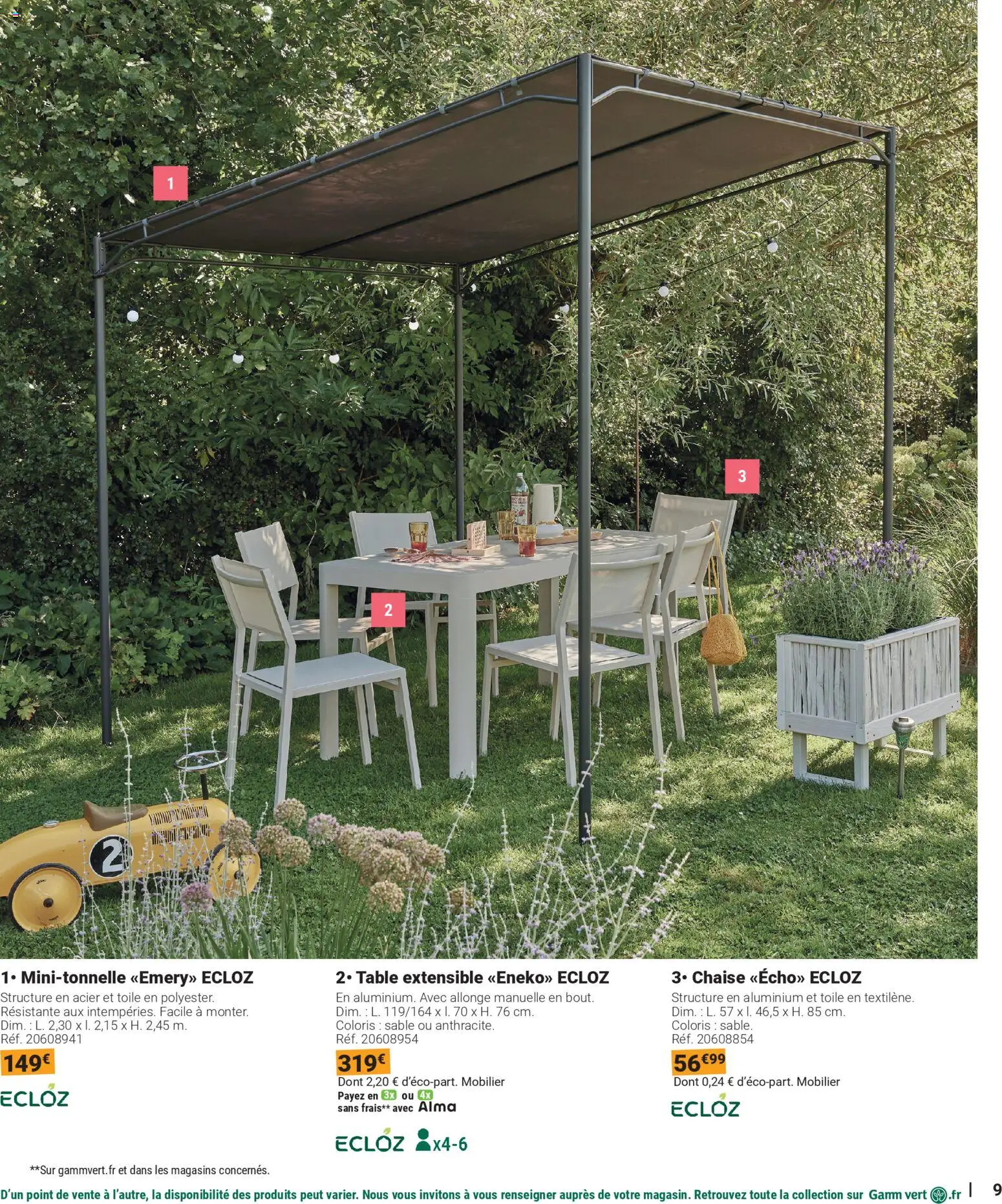 {H1} | Page: 9 | Produits: Table extensible, Table, Chaise