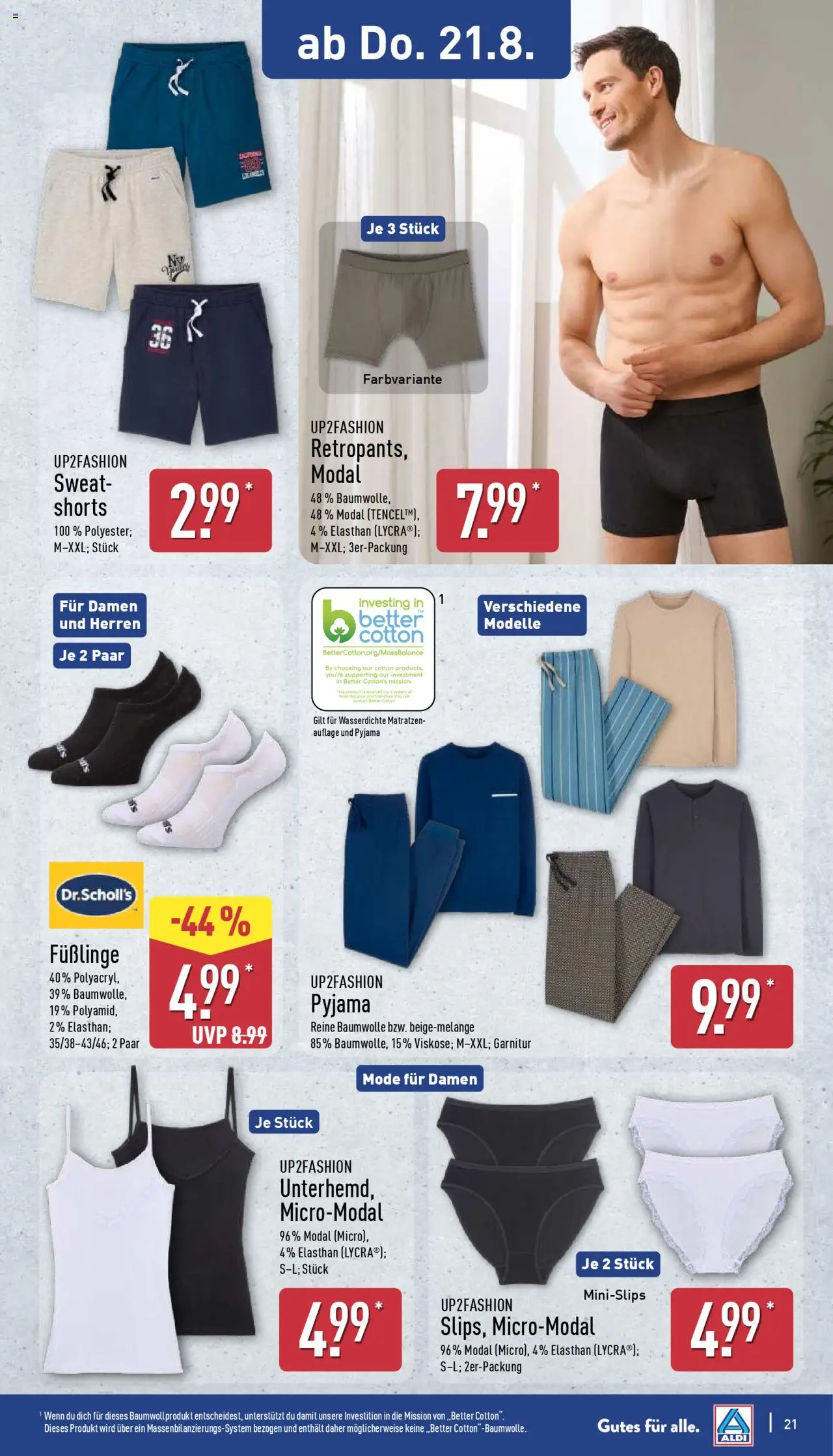Aldi Prospekt 	 - gültig ab dem 18.08.2025 | Seite: 21 | Produkte: Up2fashion, Pyjama