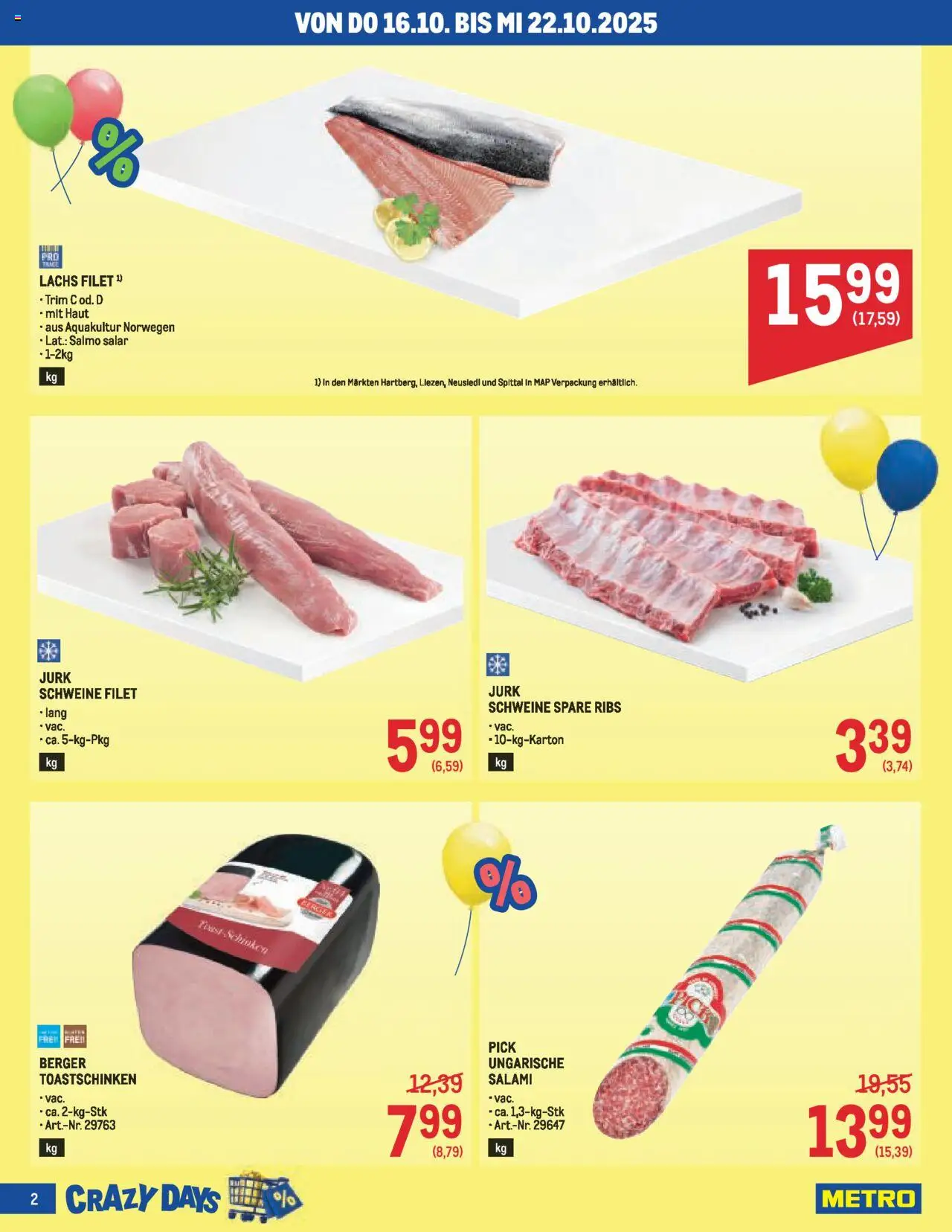 Metro Crazy Days gültig ab 16.10.2025 | Seite: 2 | Produkte: Salami, Schinken