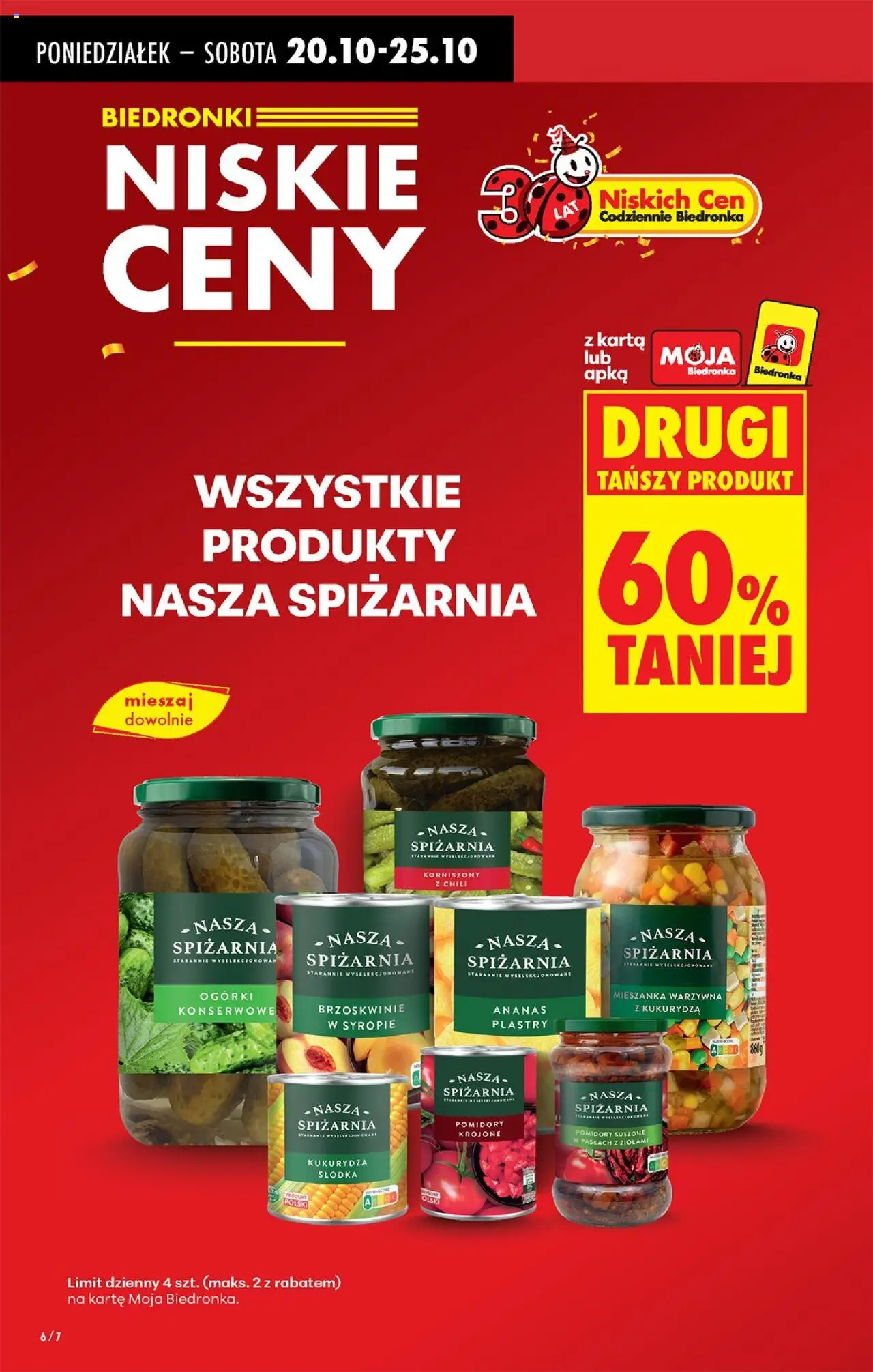 Biedronka gazetka od 20.10.2025 | Strona: 8 | Produkty: Karta, Kukurydza słodka, Korniszony z chili, Brzoskwinie