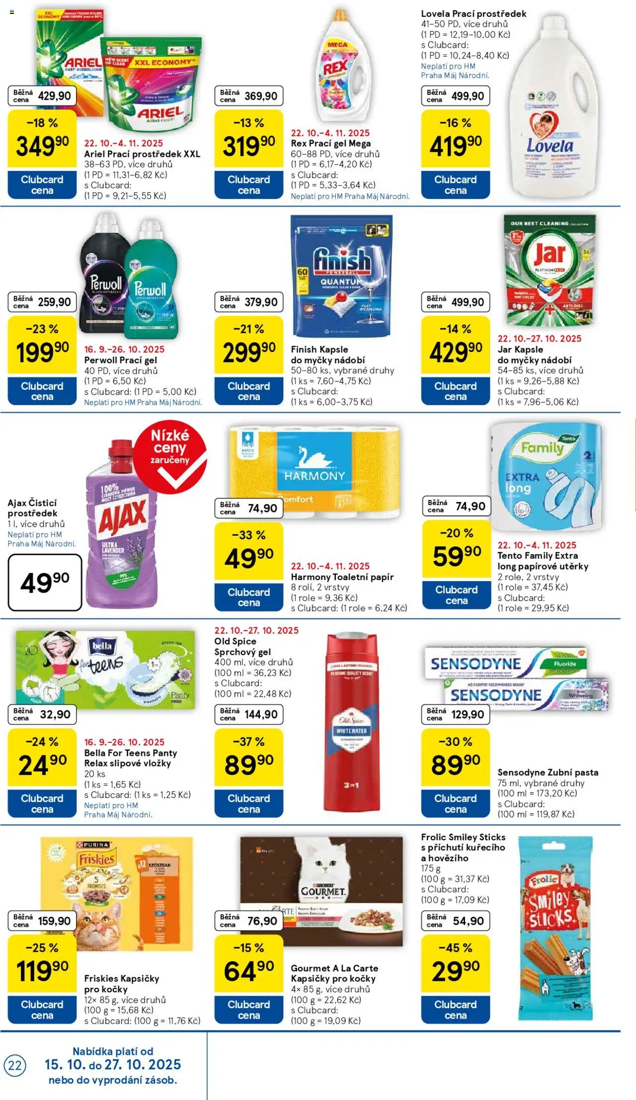 Tesco leták - Hypermarket od 22.10.2025 | Strana: 22 | Produkty: Purina, Vložky, Toaletní papír, Kapsle do myčky