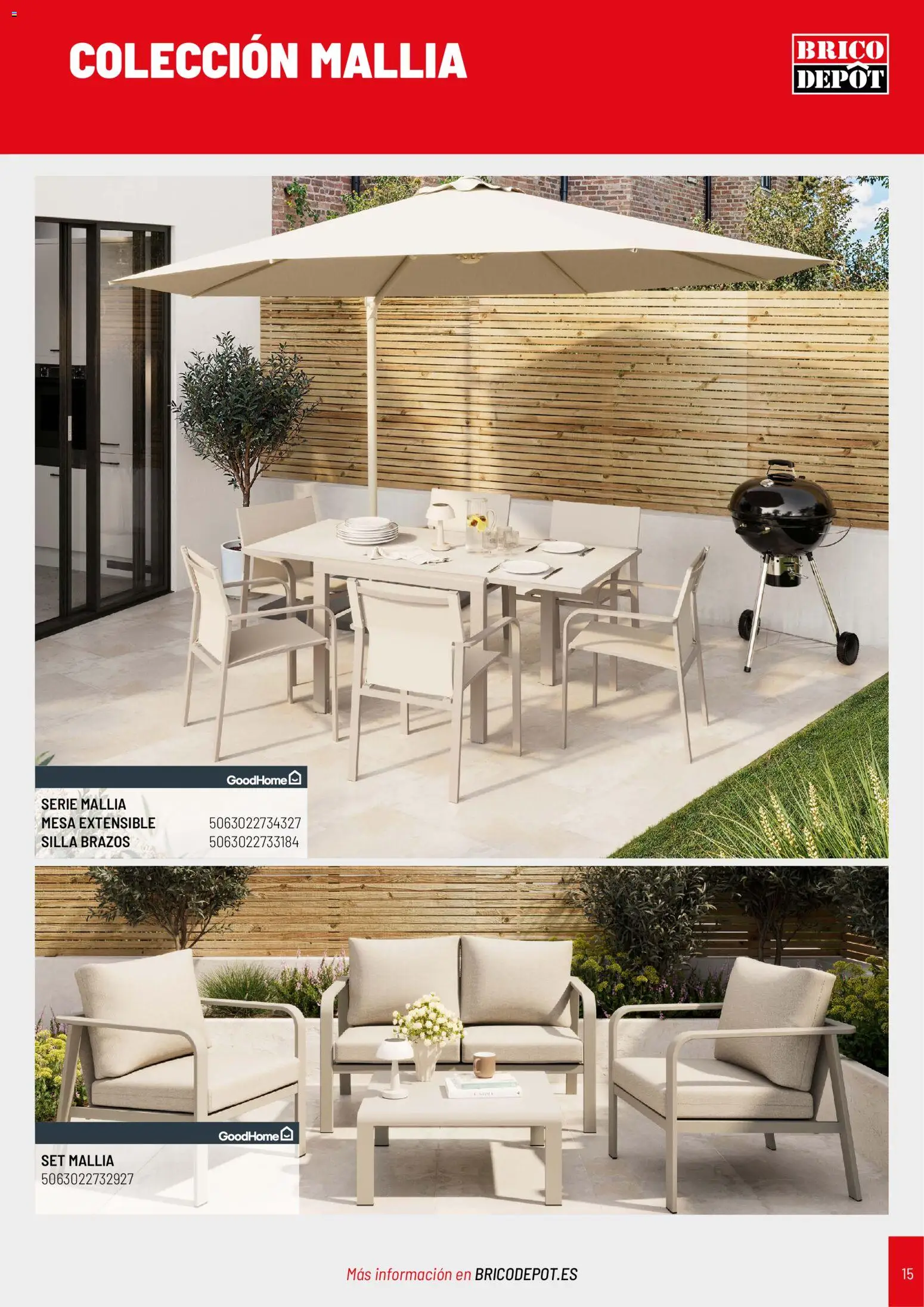 Brico Depôt folleto Jardín 2026 │ válido desde el 02.04.2026 | Página: 15 | Productos: Mesa extensible, Mesa, Silla