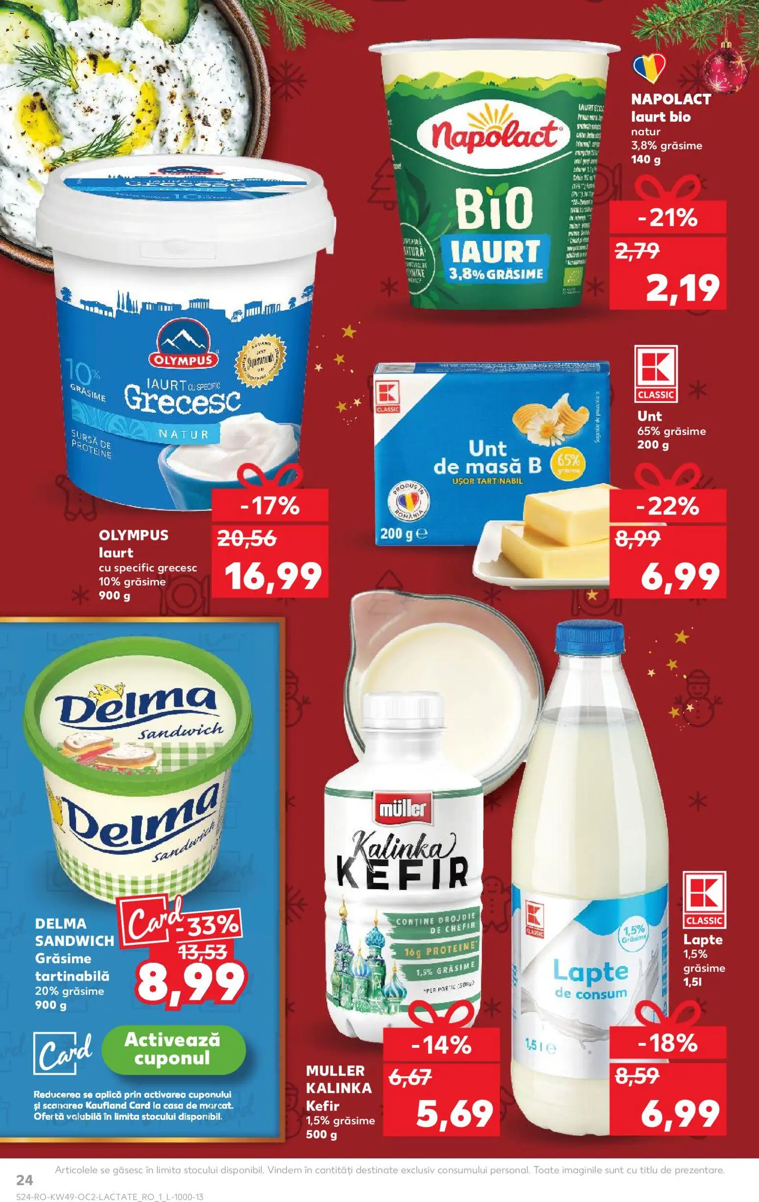 Kaufland RO akciós ujság - amely érvényes a következő dátumtól: 03.12.2025 | Oldal: 24 | Termékek: Kefir