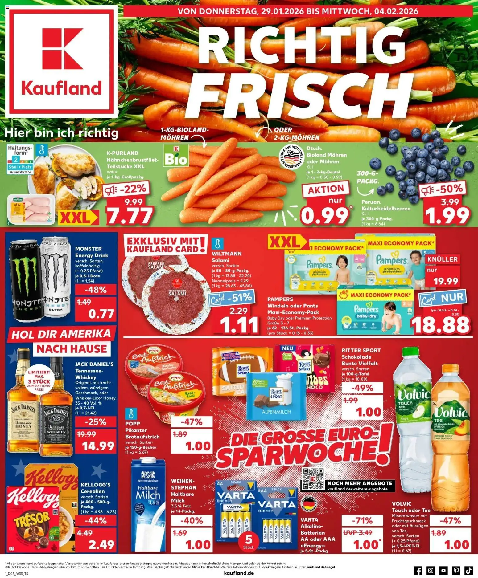 Kaufland prospekt Bretten	 – gültig ab 29.01.2026 | Seite: 1 | Produkte: Schokolade, Pampers, Volvic touch, Volvic