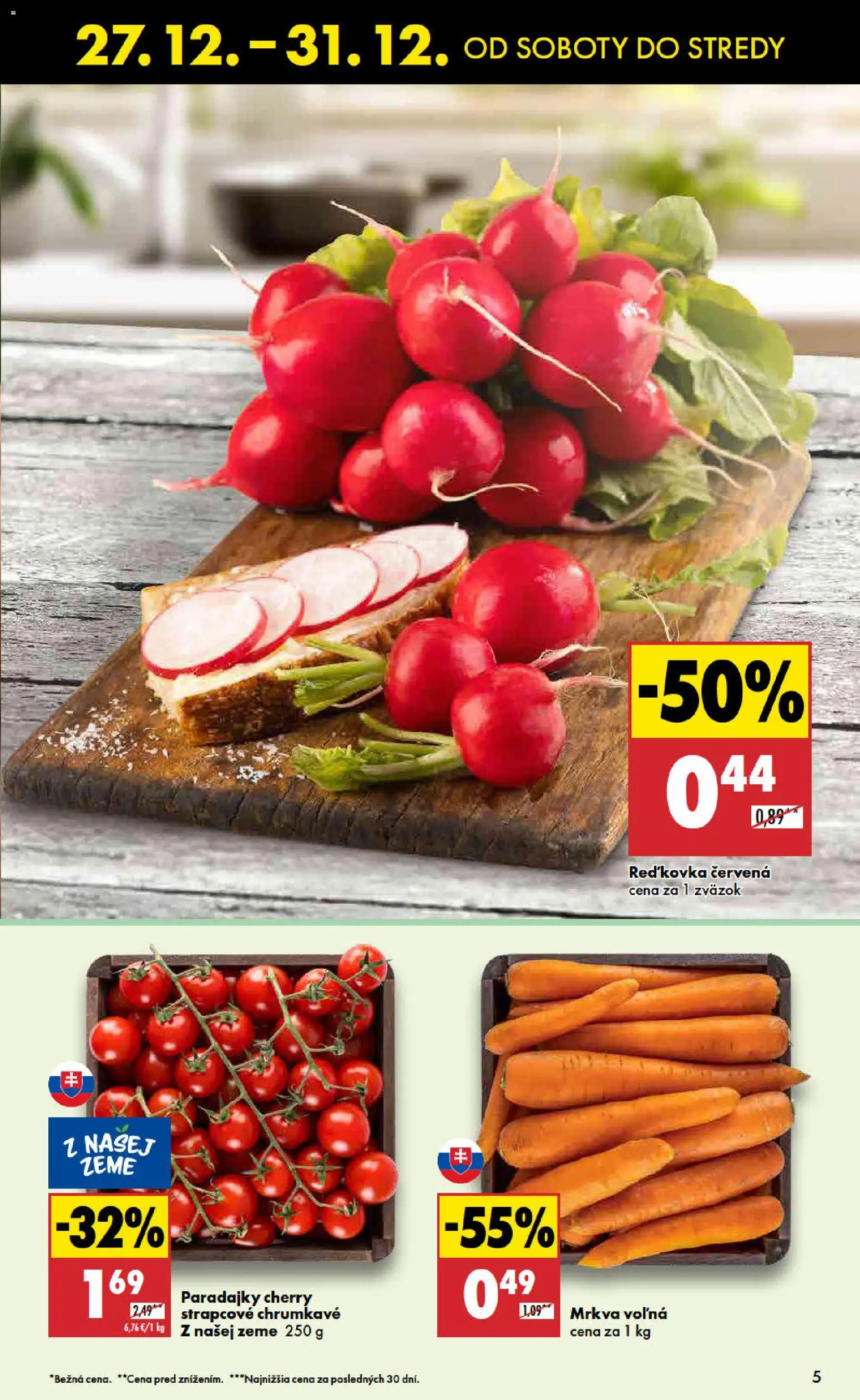 Nové Biedronka akcie – leták je platný od 27.12.2025 | Strana: 5 | Produkty: Paradajky, Mrkva