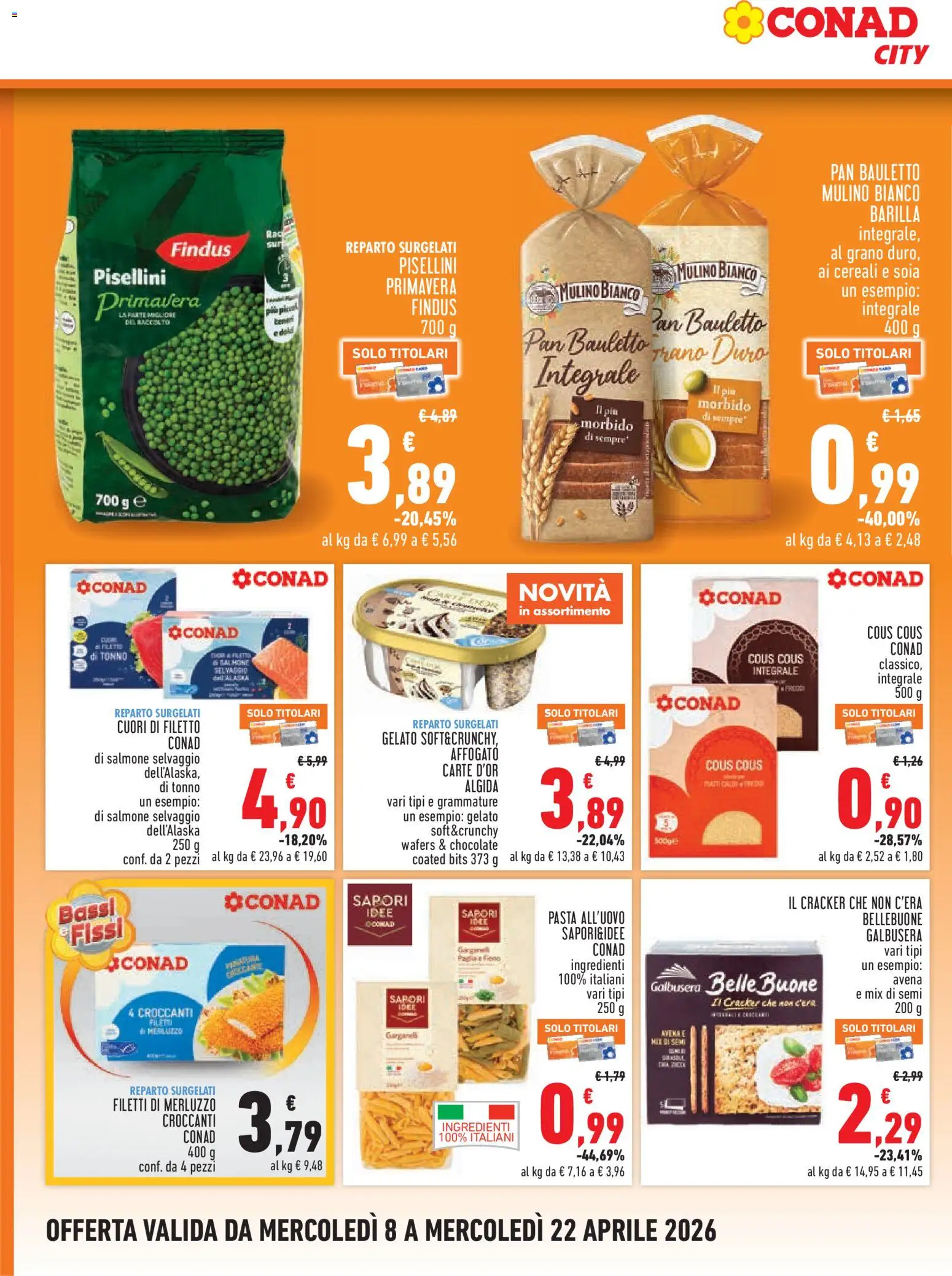 Volantino Conad del 08.04.2026 | Pagina: 6 | Prodotti: Salmone, Merluzzo, Cereali, Gelato