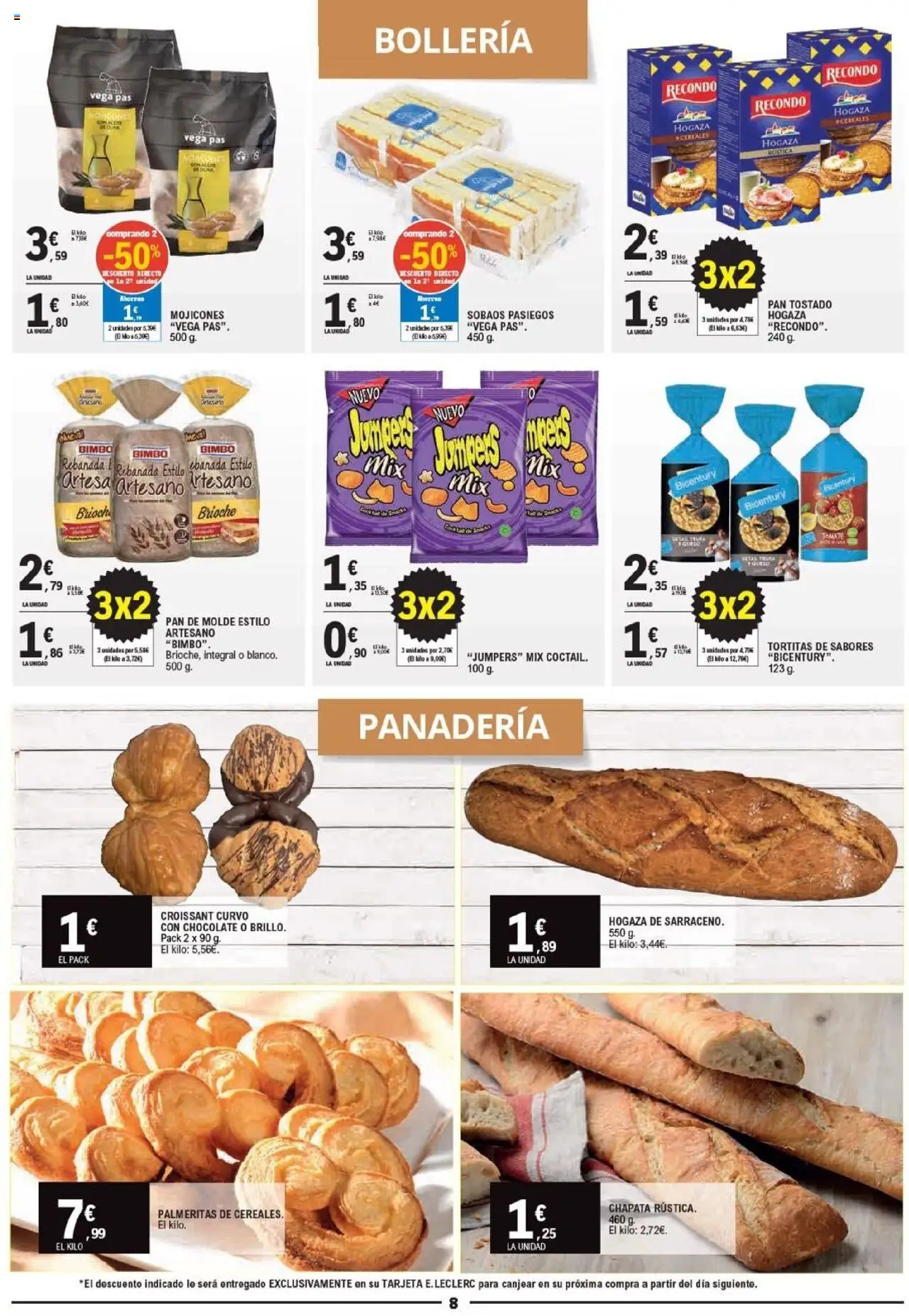 E.Leclerc folleto │ válido desde el 20.08.2025 | Página: 8 | Productos: Pan, Chocolate, Croissant, Cereales