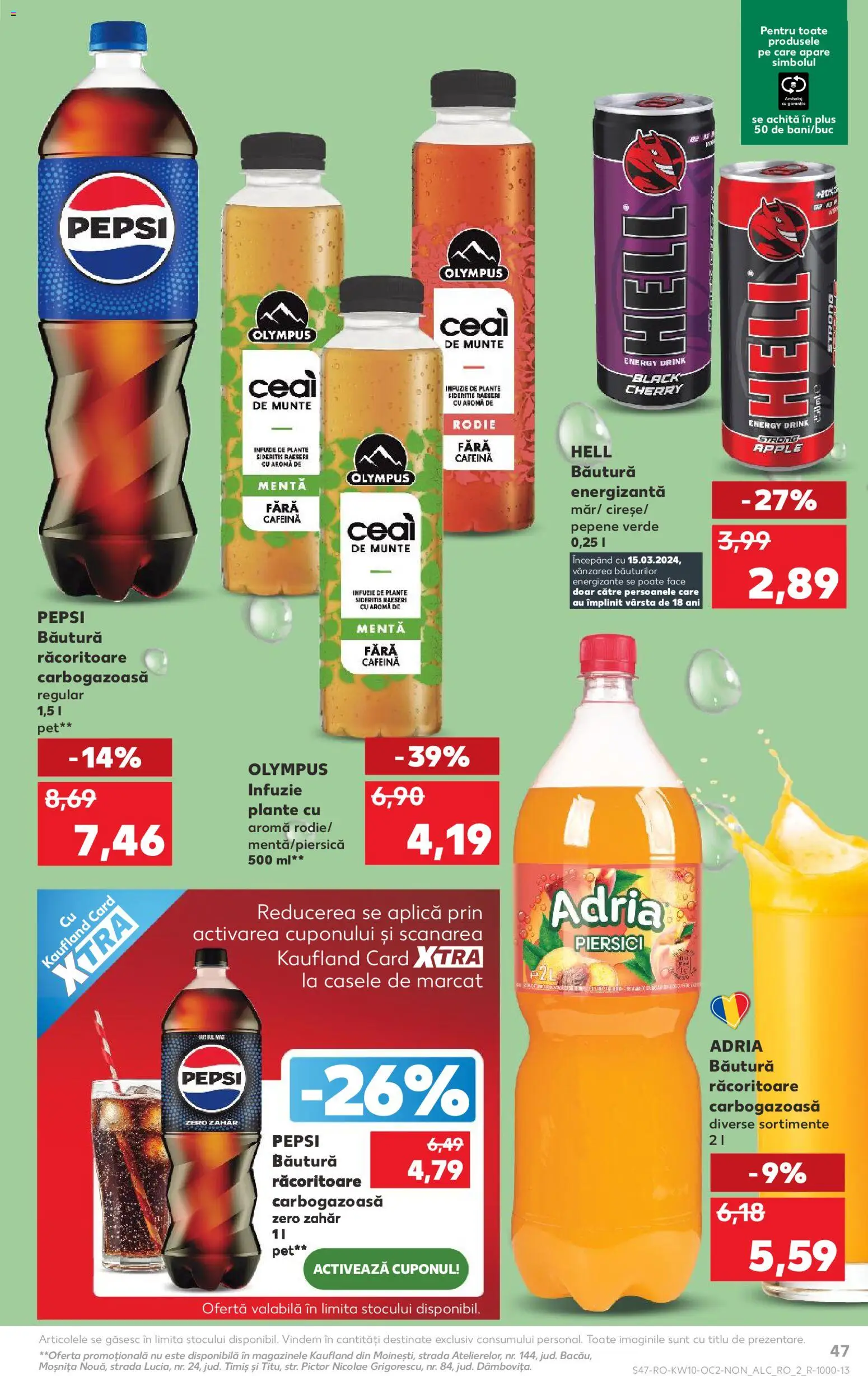 Noul catalog Kaufland – valabil de la 04.03.2026 | Pagină: 47 | Produse: Pepene Verde, Băutură energizantă, Ceai, Zahăr