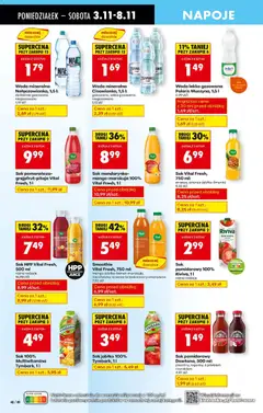 Pogląd oferty "Smoothie Vital Fresh, 750 ml, mango-jabłko-banan-marakuja, marchewka-ananas-brzoskwinia-pomarańcza" - ważna od 03.11.2025 | Strona: 66 | Produkty: Napoje, Smoothie, Ananas, Marchewka