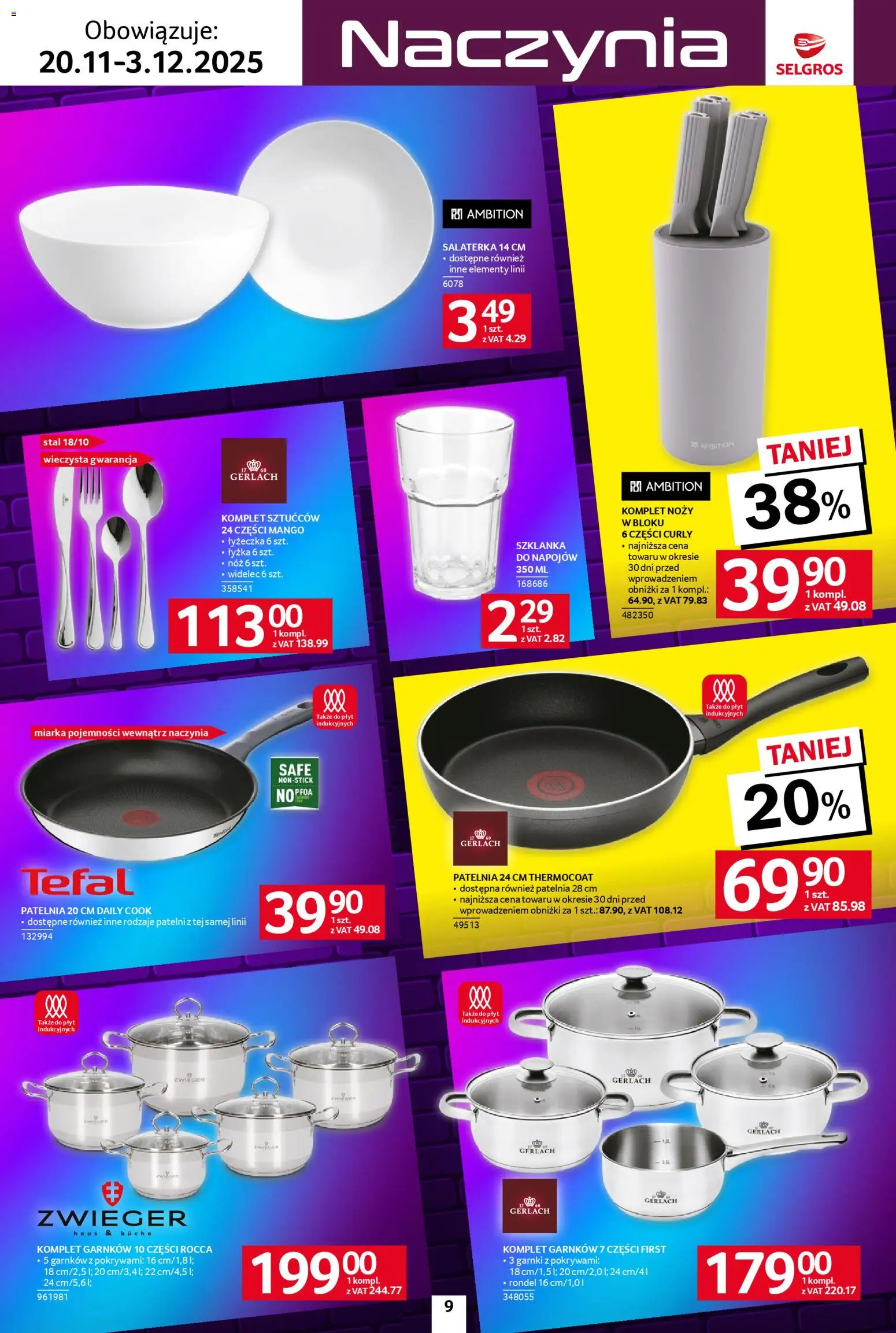 Selgros cash&carry Black Friday od 20.11.2025 | Strona: 9 | Produkty: Szklanka, Mango, Komplet garnków, Patelnia