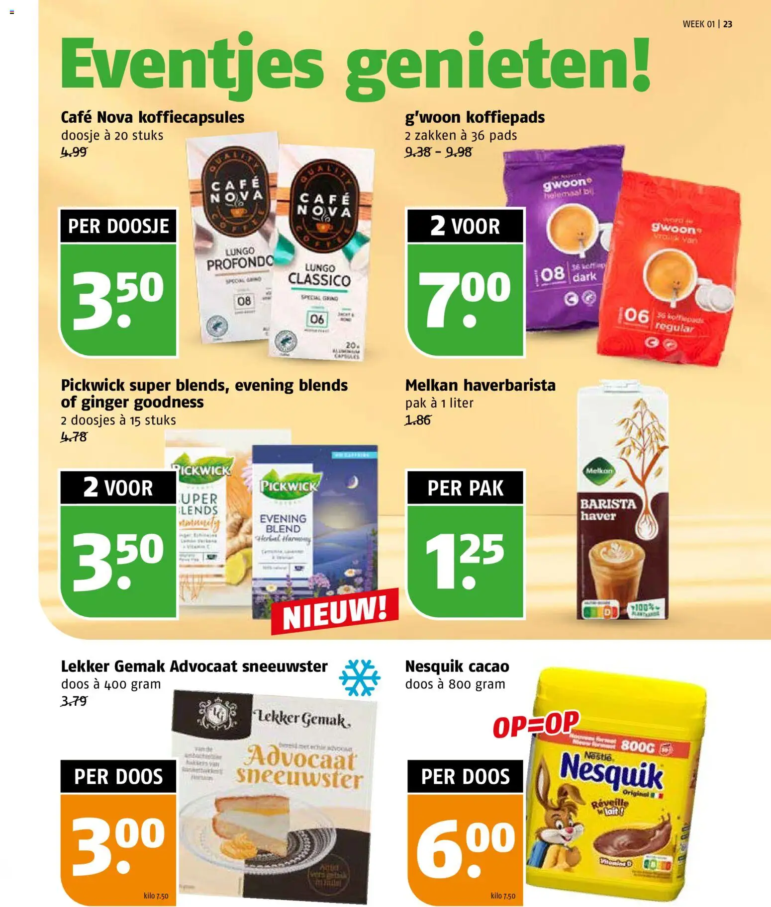 {H1} | Pagina: 23 | Producten: Koffiepads, Koffiecapsules, Haver, Vitamine D