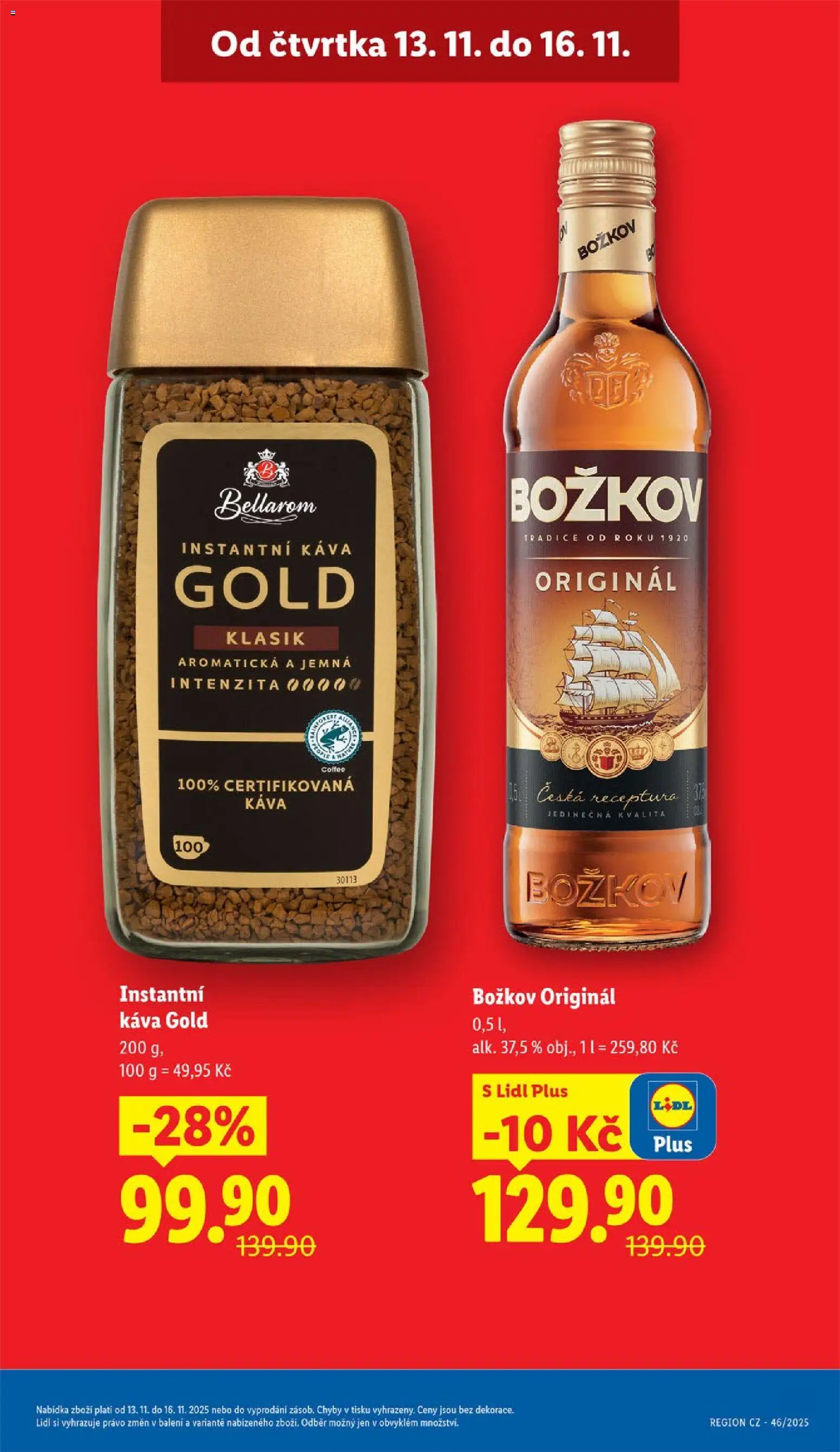 Lidl leták od 13.11.2025 | Strana: 5 | Produkty: Rum, Instantní káva, Božkov originál, Bellarom
