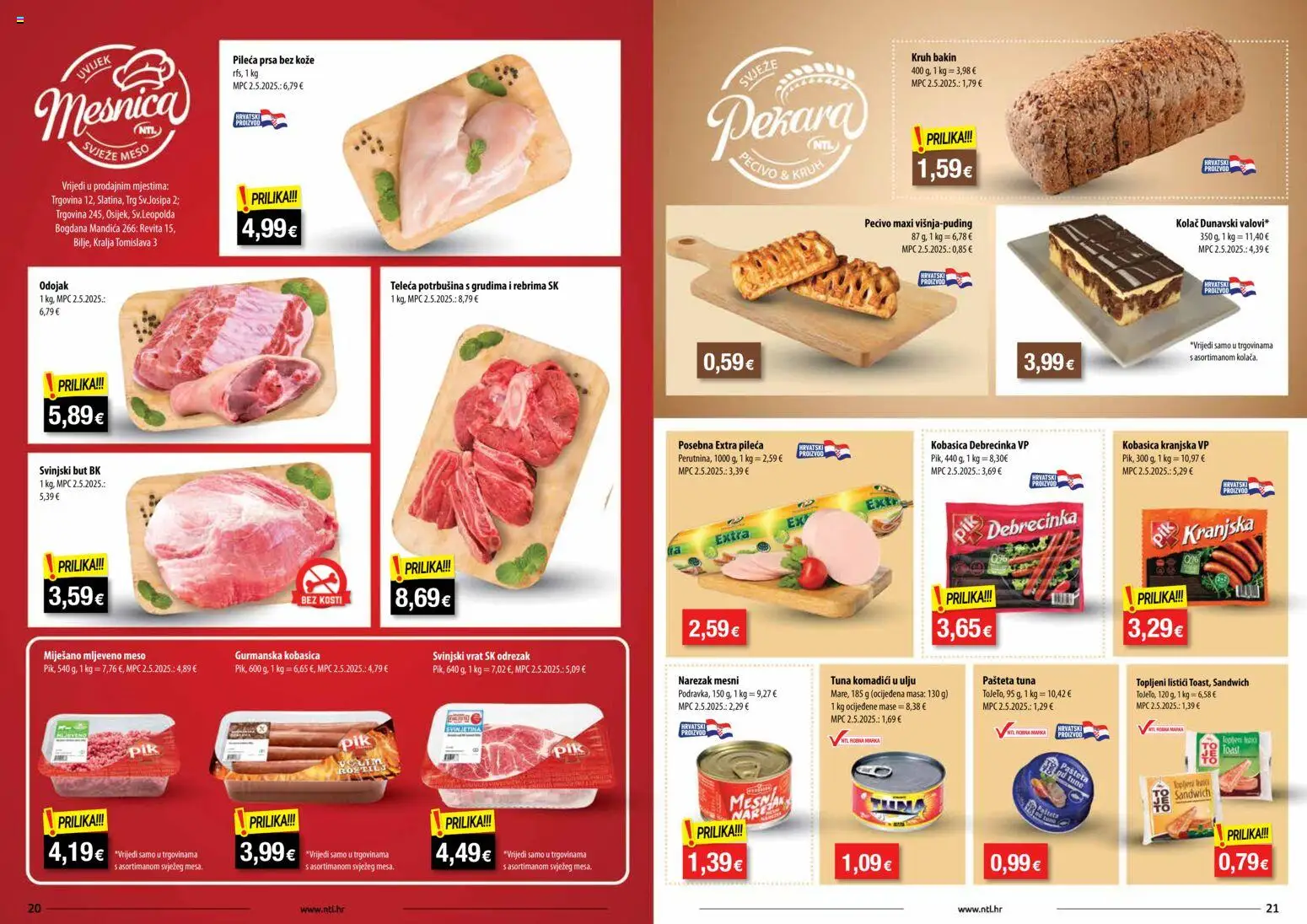 NTL katalog | vrijedi od 24.12.2025 | Stranica: 11 | Proizvodi: Odojak, Svinjski vrat, Svinjski but, Pileća prsa
