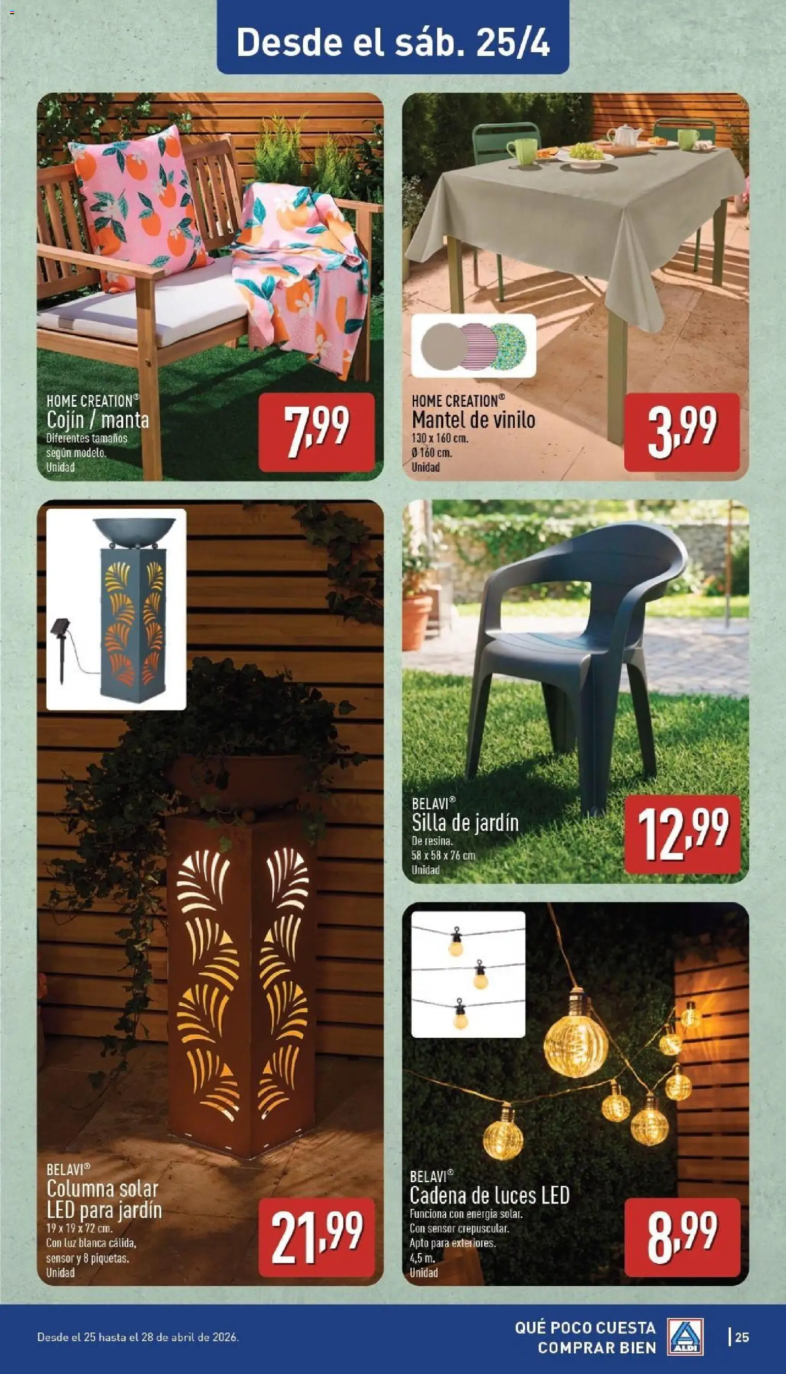 Aldi folleto Canarias │ válido desde el 20.04.2026 | Página: 25 | Productos: Mantel, Manta, Cojín, Silla