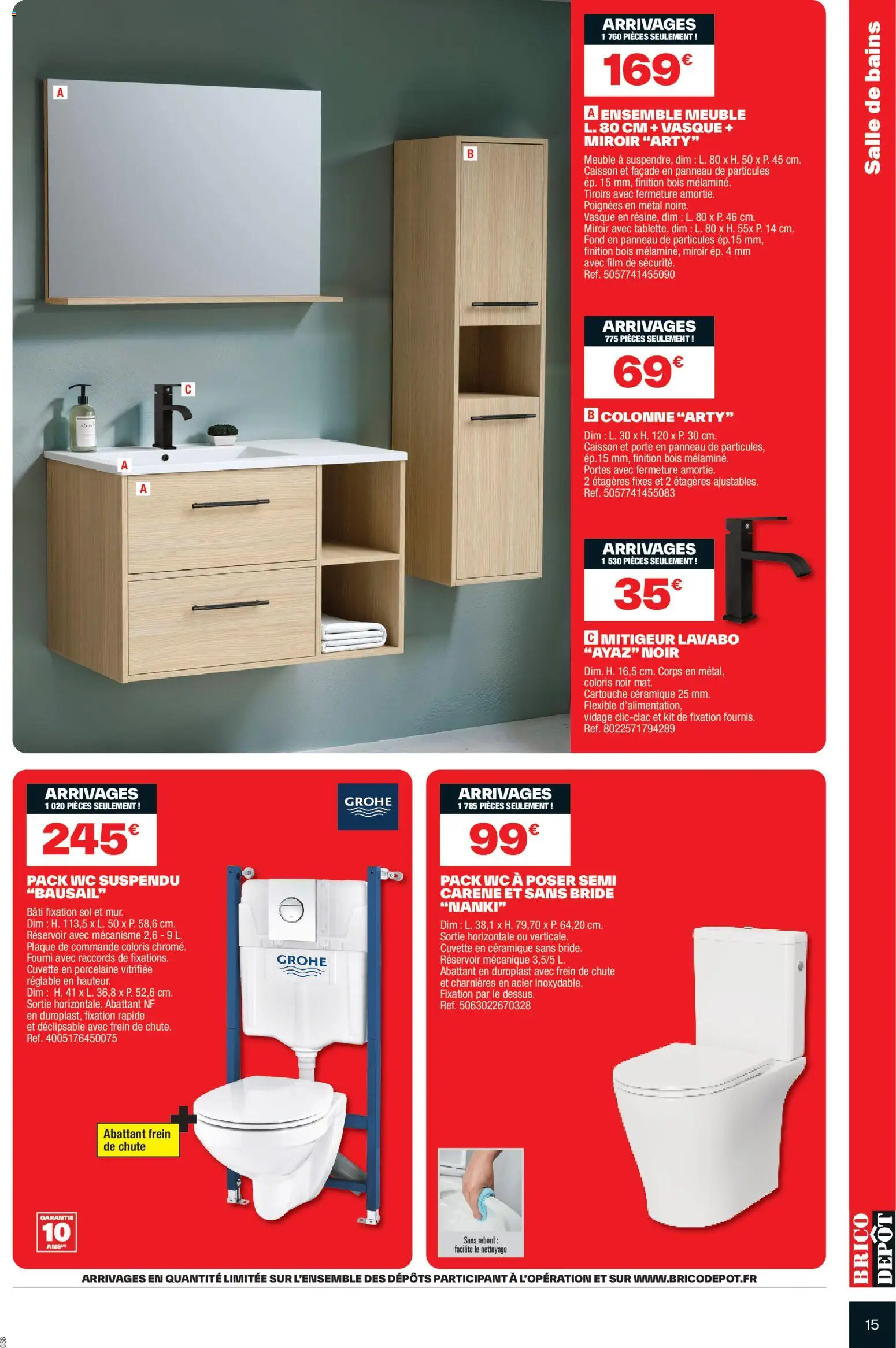 {H1} | Page: 15 | Produits: Lavabo, Portes, Tiroirs, Cartouche