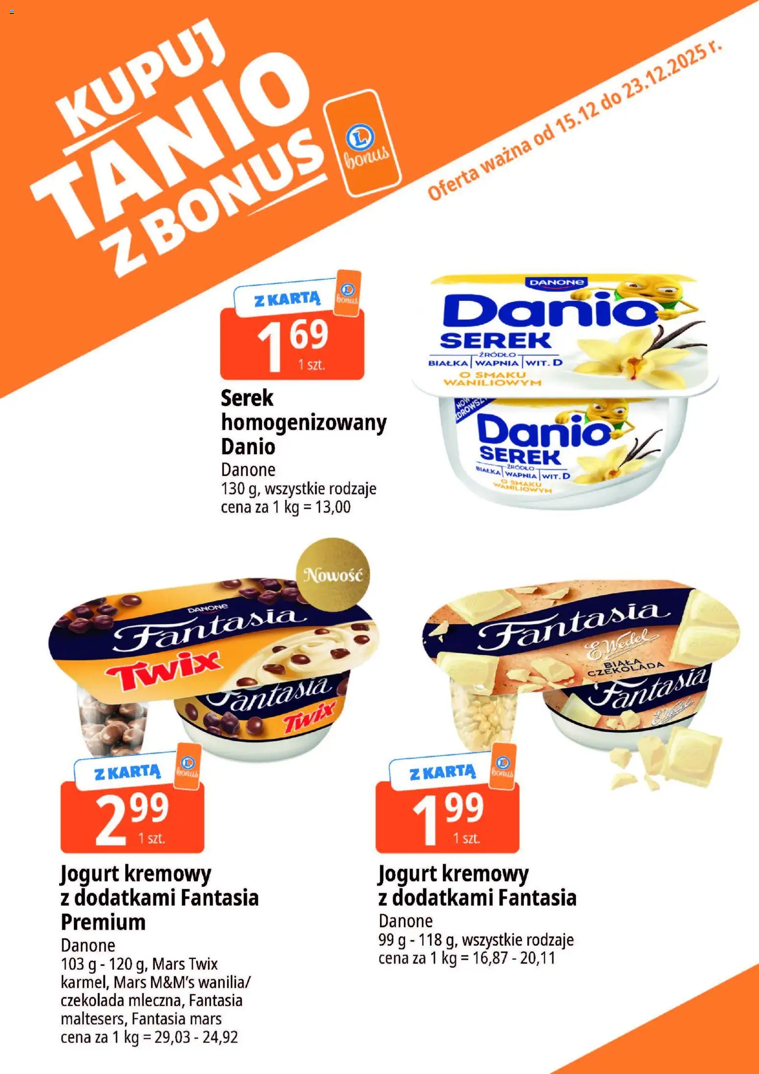 E.Leclerc Gazetka - Zielona Góra kupony dodatkowe od 15.12.2025 | Strona: 17 | Produkty: Karta, M&M's, Czekolada, Jogurt kremowy