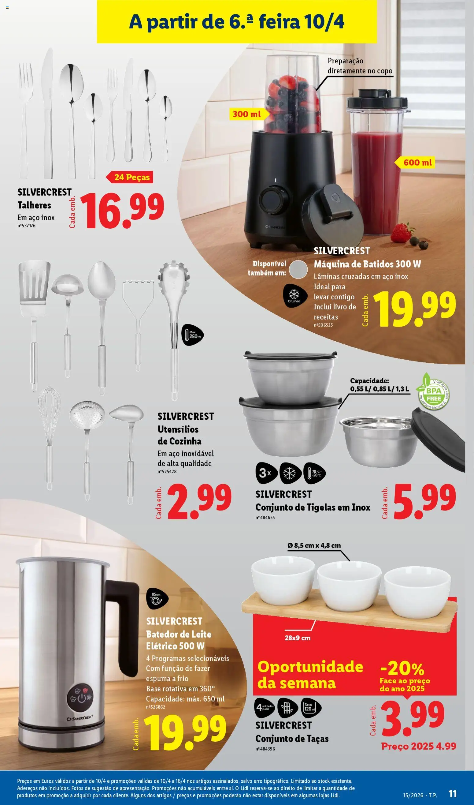Lidl Novidades │ válido de 06.04.2026 | Página: 11 | Produtos: Batedor, Taças, Talheres, Base