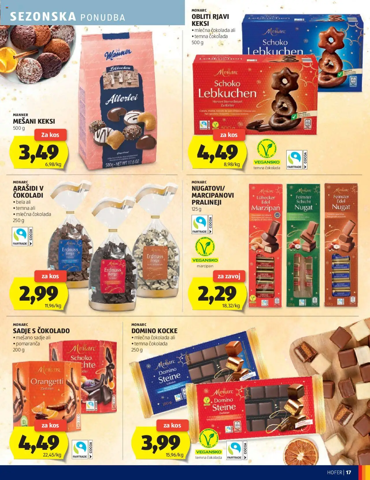 Novi Hofer katalog ponudbe – veljaven od 11.09.2025 | Stran: 17 | Izdelki: Keksi, Arašidi, Kos, Cokolada