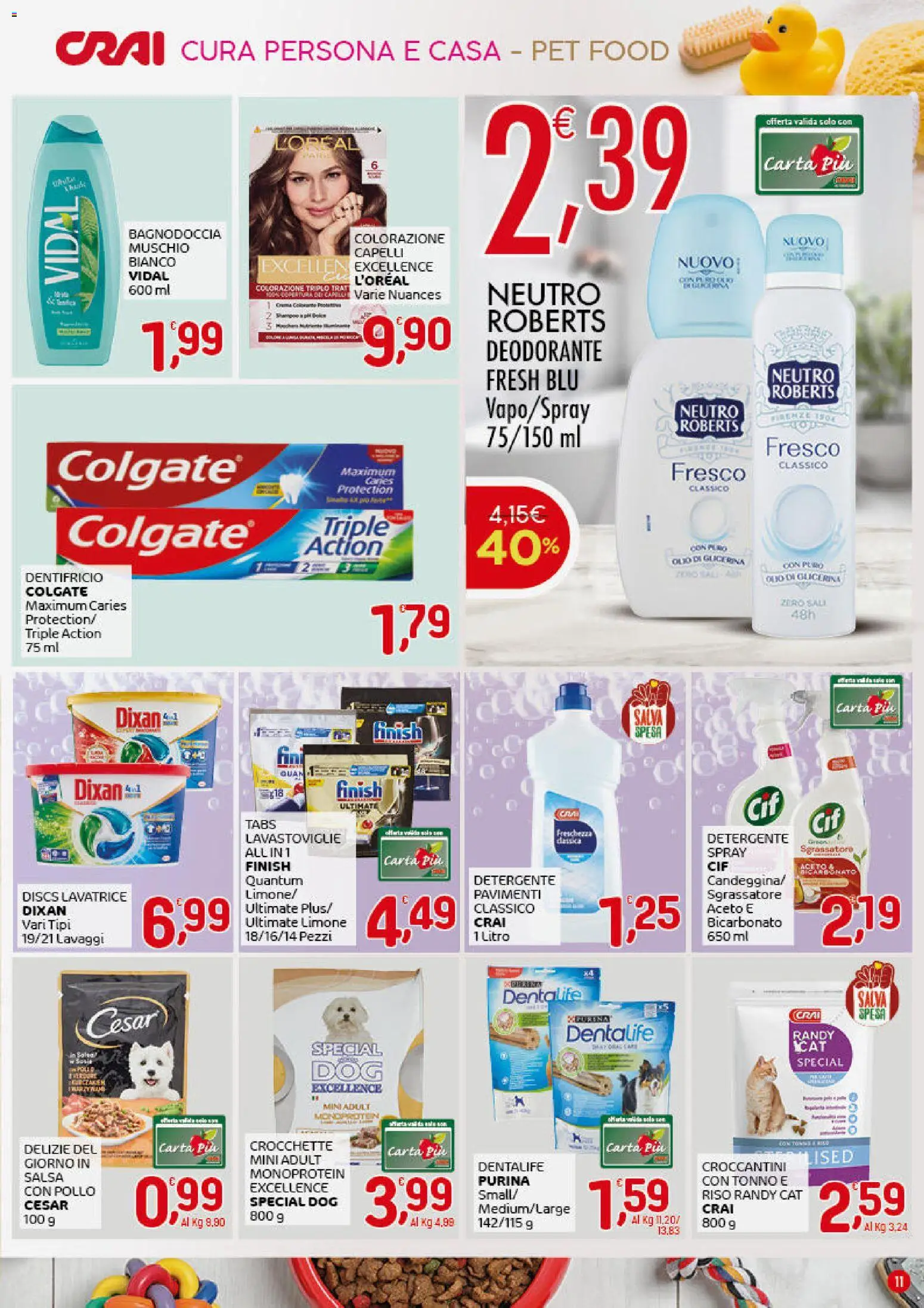 Volantino CRAI del 18.12.2025 | Pagina: 11 | Prodotti: Deodorante, Detergente, Lavastoviglie, Tonno