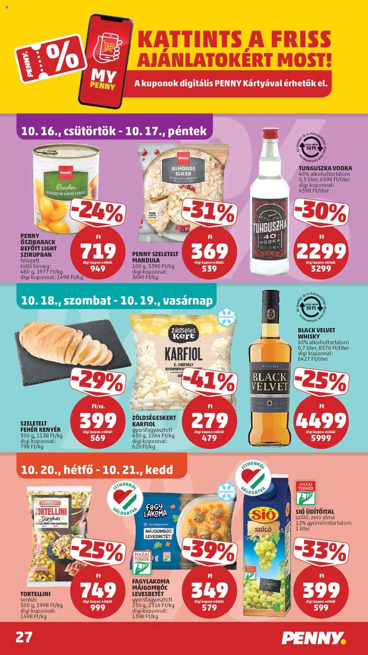 PENNY akciós ujság - amely érvényes a következő dátumtól: 16.10.2025 | Oldal: 31 | Termékek: Karfiol, Töltő, Tortellini, Kenyér
