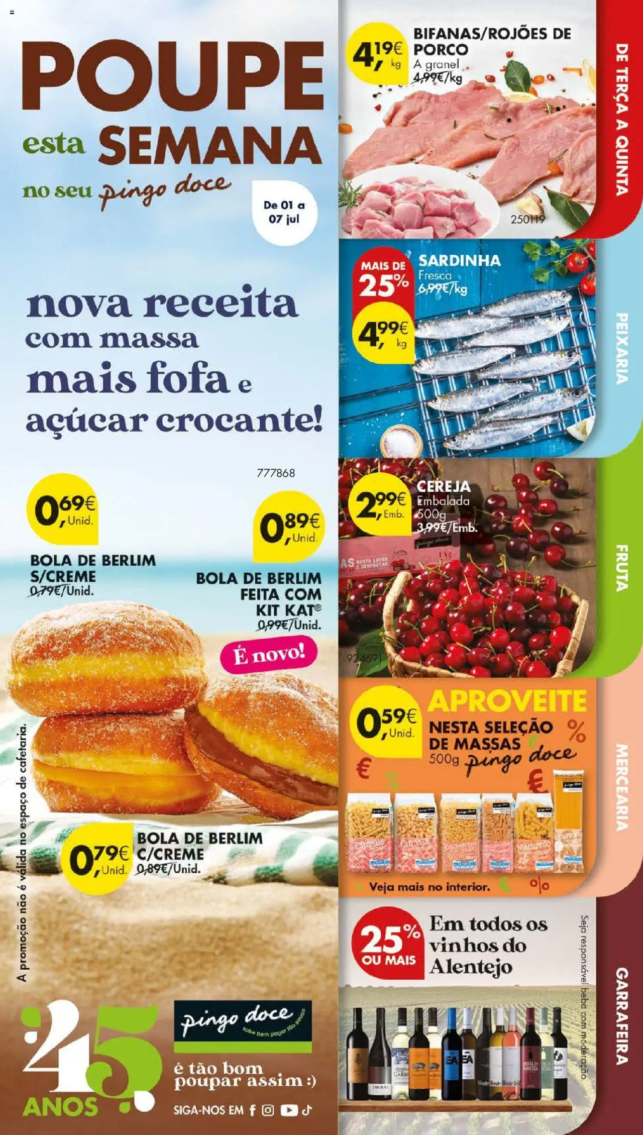 Pingo Doce folheto │ válido de 01.07.2025 | Página: 1 | Produtos: Cereja, Açúcar, Massa
