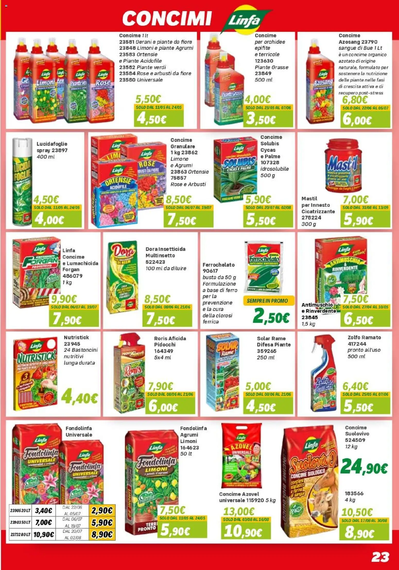 Volantino Orizzonte del 10.04.2026 | Pagina: 23 | Prodotti: Concime, Limone, Gerani, Insetticida