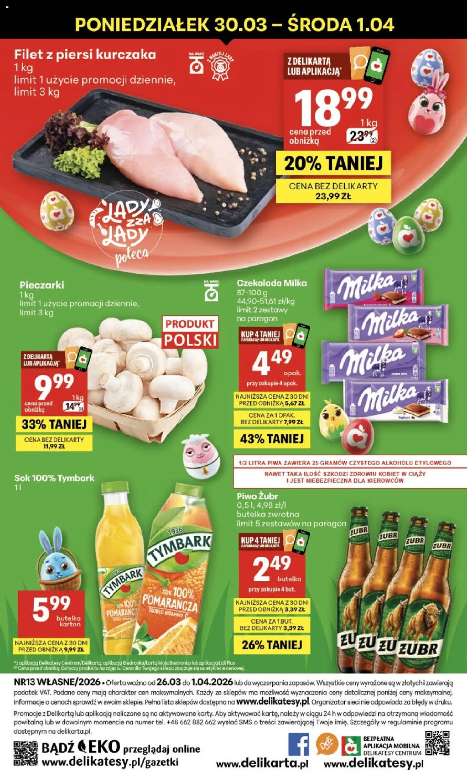 Delikatesy Centrum gazetka - Sklepy Własne od 26.03.2026 | Strona: 40 | Produkty: Czekolada milka, Delikatesy, Czekolada, Piwo