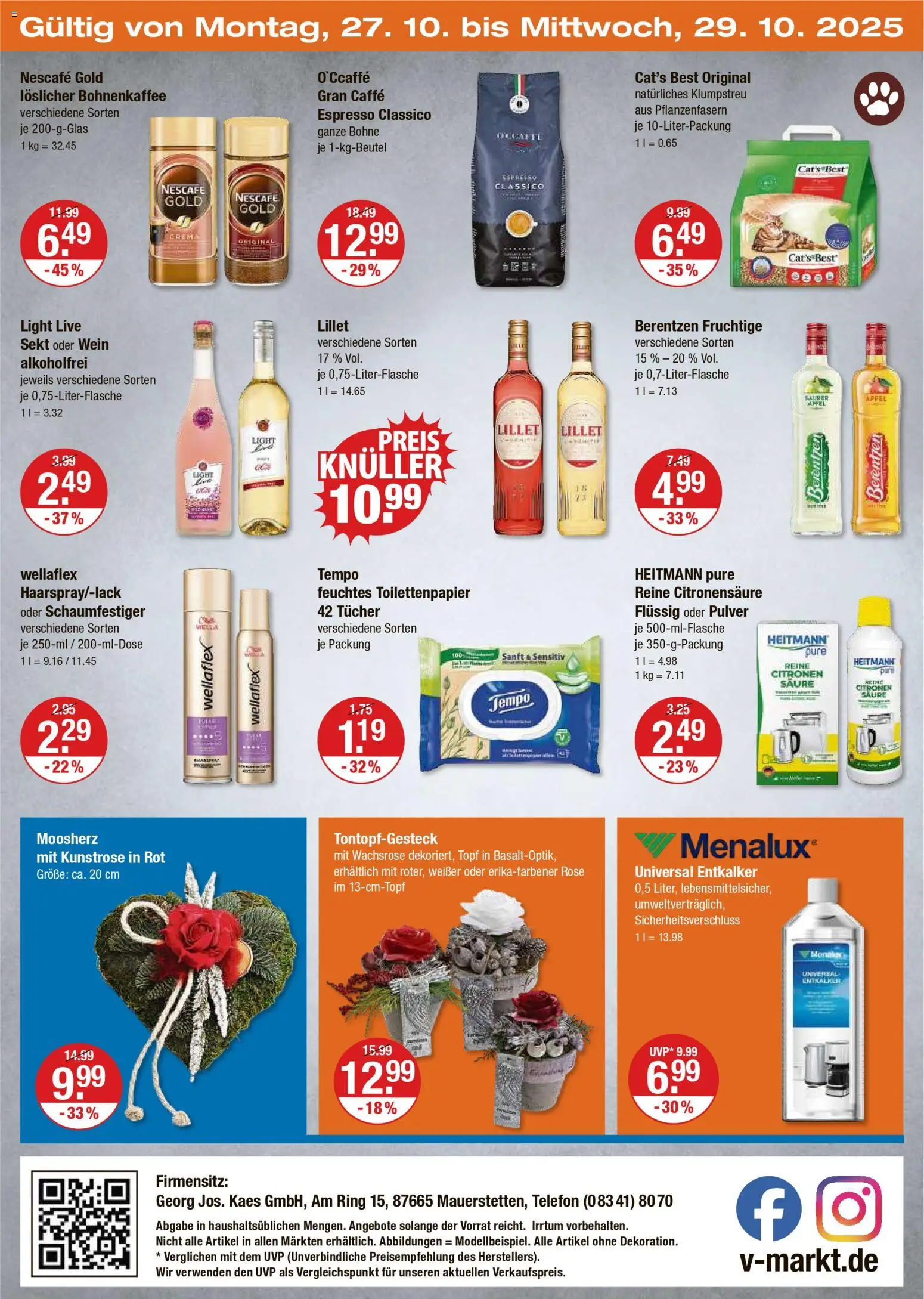V-Markt - Schwaben/Oberbayern – gültig ab 23.10.2025 | Seite: 24 | Produkte: Nescafe, Tempo, Berentzen, Feuchtes Toilettenpapier