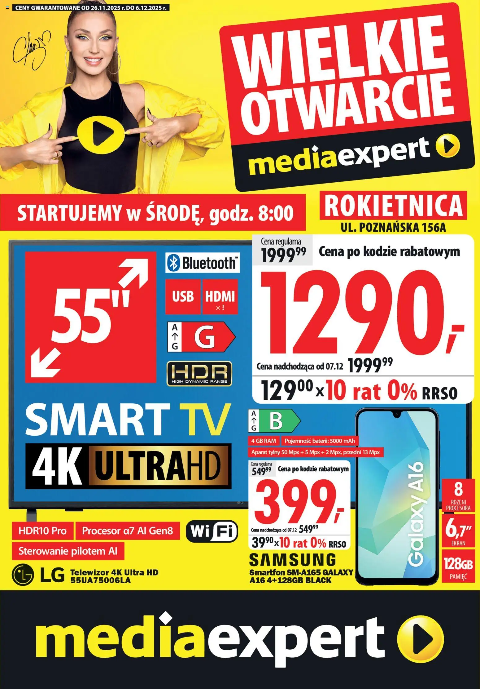 Mediaexpert Gazetka - Wielkie otwarcie Rokietnica od 26.11.2025 | Strona: 1 | Produkty: Smartfon, Telewizor