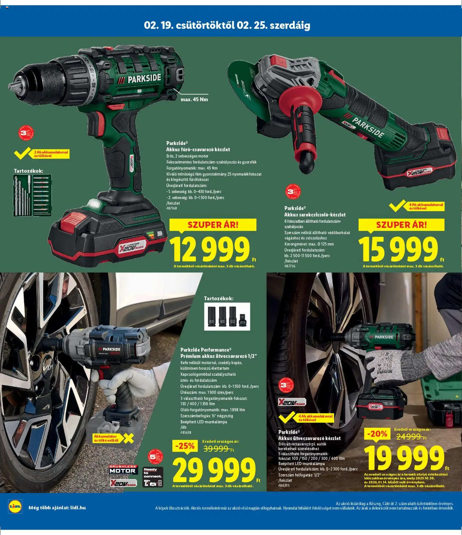 Lidl akciós ujság - amely érvényes a következő dátumtól: 19.02.2026 | Oldal: 10 | Termékek: Parkside, Akkumulátor, Töltő, Kefe