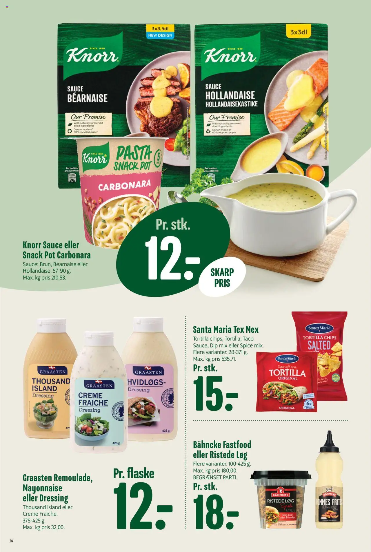 Min Købmand Tilbudsavis gyldig fra 22.08.2025 | Side: 14 | Produkter: Chips, Ristede Løg, Løg, Dressing