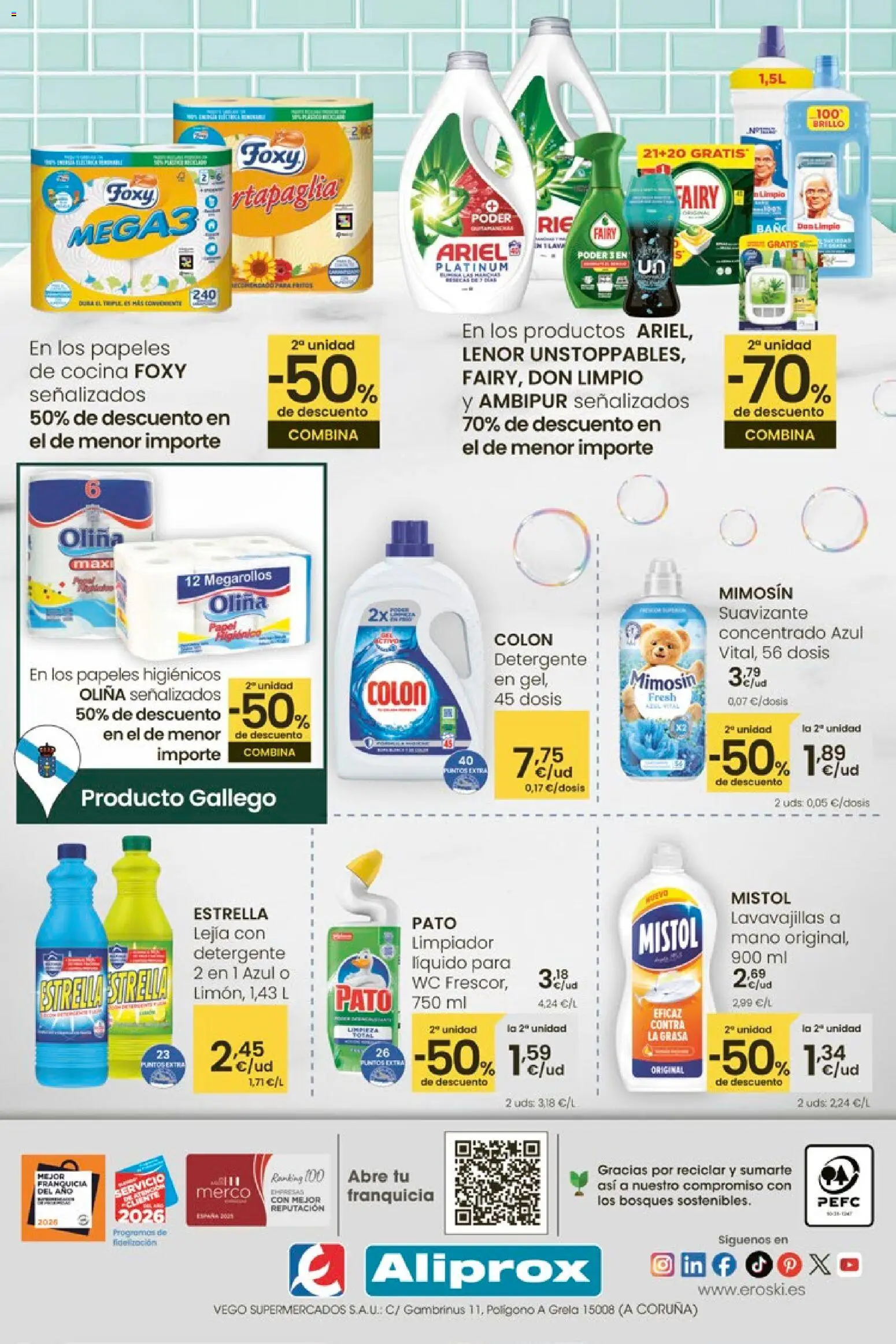 Eroski - Aliprox │ válido desde el 26.02.2026 | Página: 8 | Productos: Detergente, Suavizante, Cocina, Lavavajillas